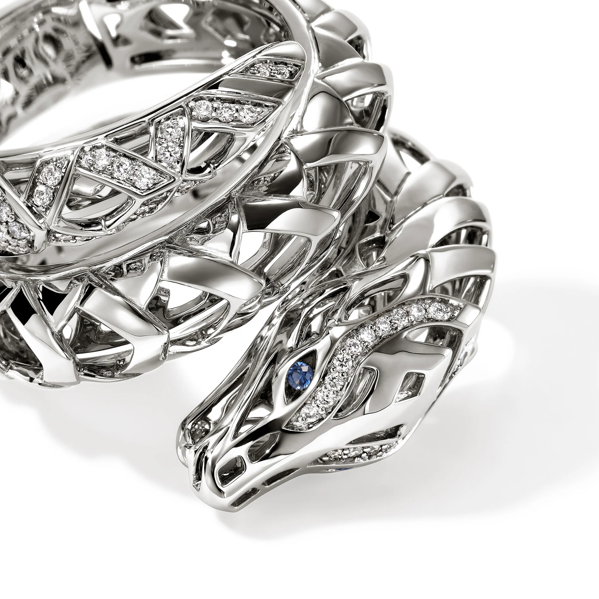 Naga Ring, Sterling Silver, Blue Sapphires|RBP603762BSPDI - Image 2