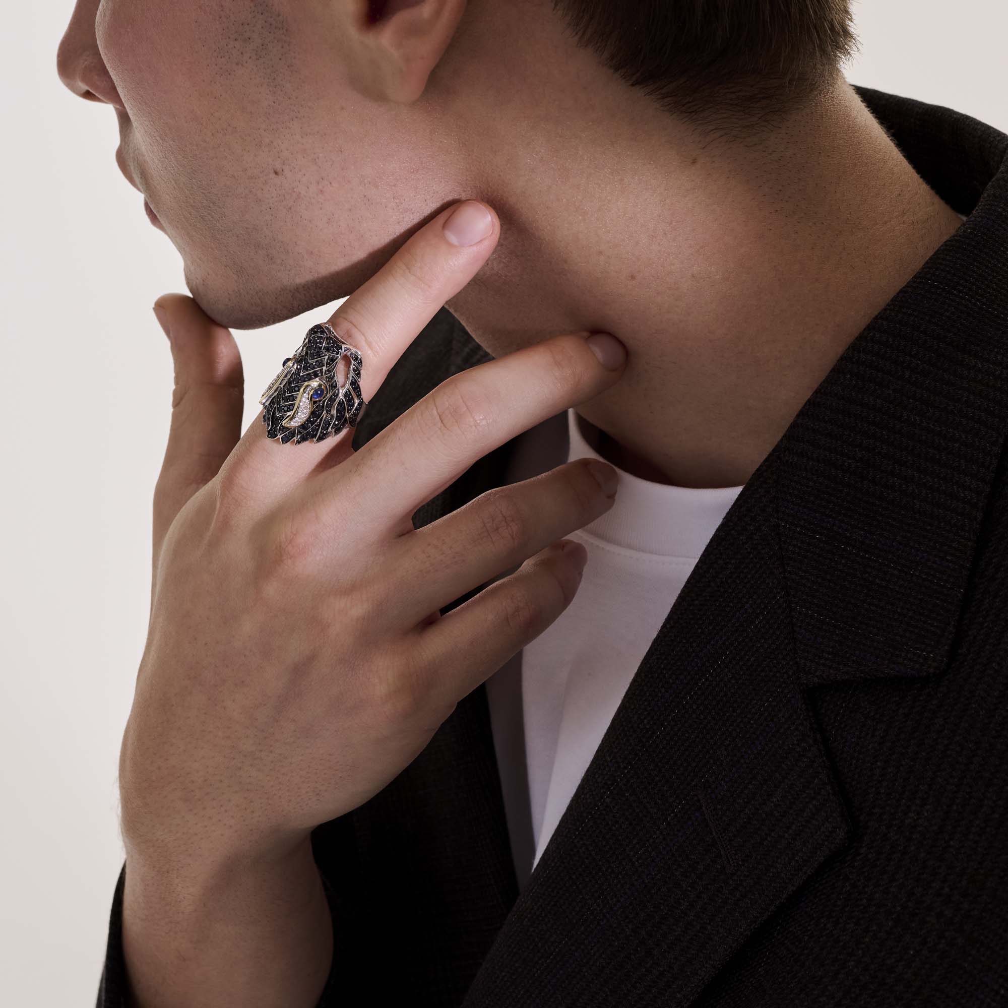 Naga Saddle Ring, Gold, Silver, Diamonds|RZS603354BLSBSPDI - Image 7