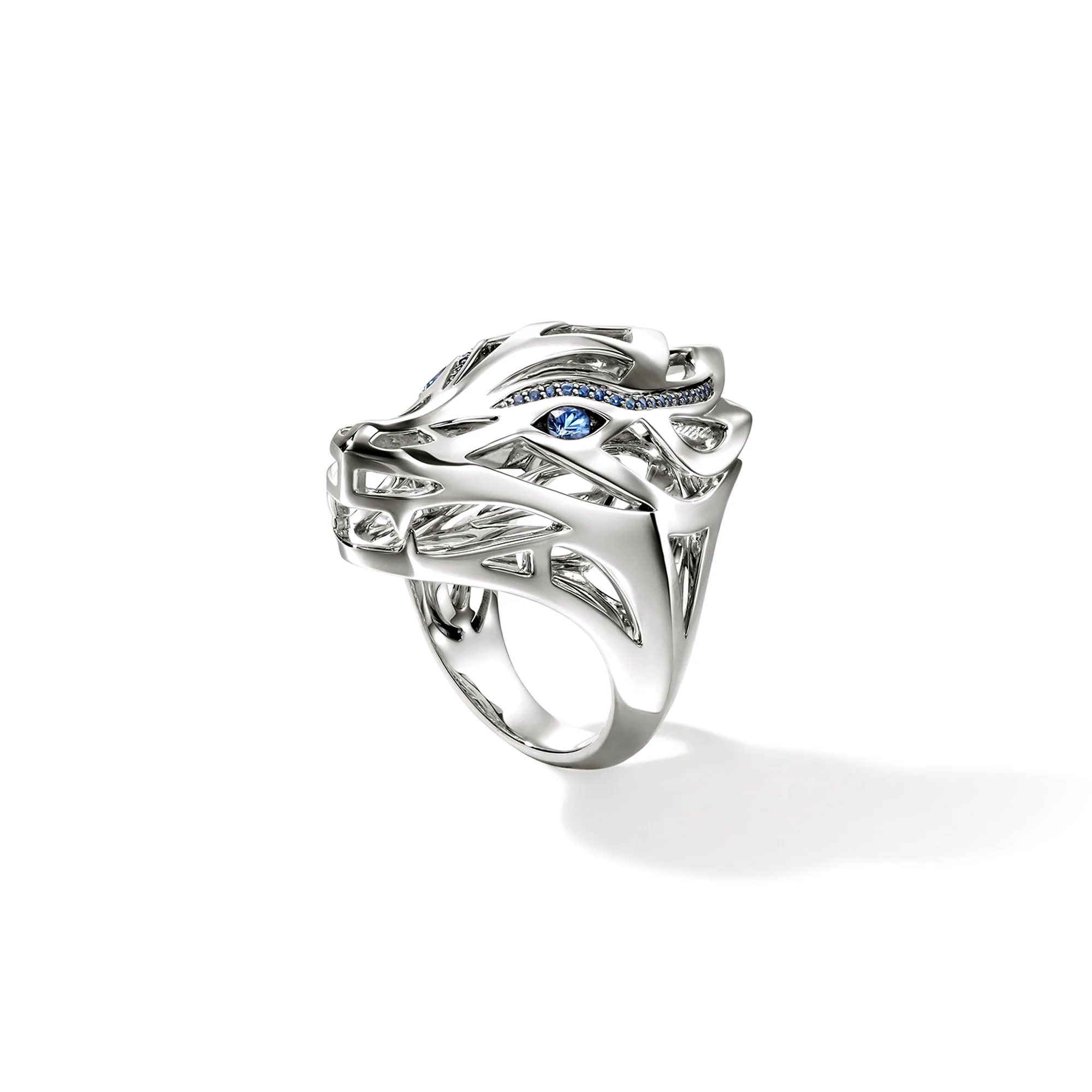 Naga Saddle Ring, Sterling Silver, Blue Sapphires|RBS6034114BSP - Image 3