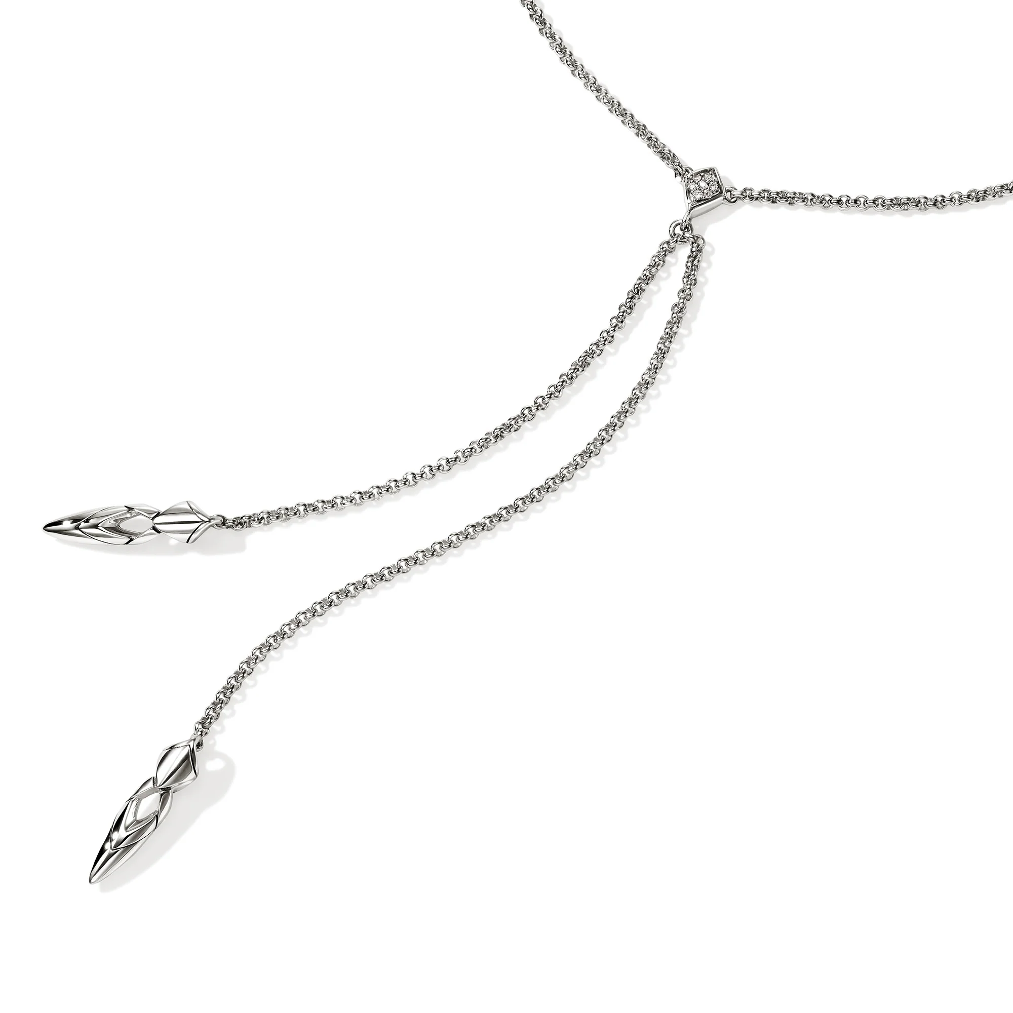 Naga Y Necklace, Sterling Silver, Diamonds, 1.5MM|NBP604012DI - Image 2