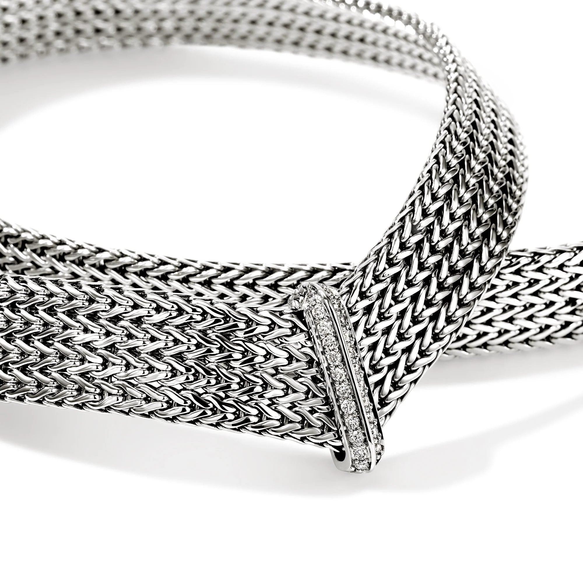 Icon Link Necklace, Sterling Silver, Diamonds, 12MM|NBP9009882DI - Image 2