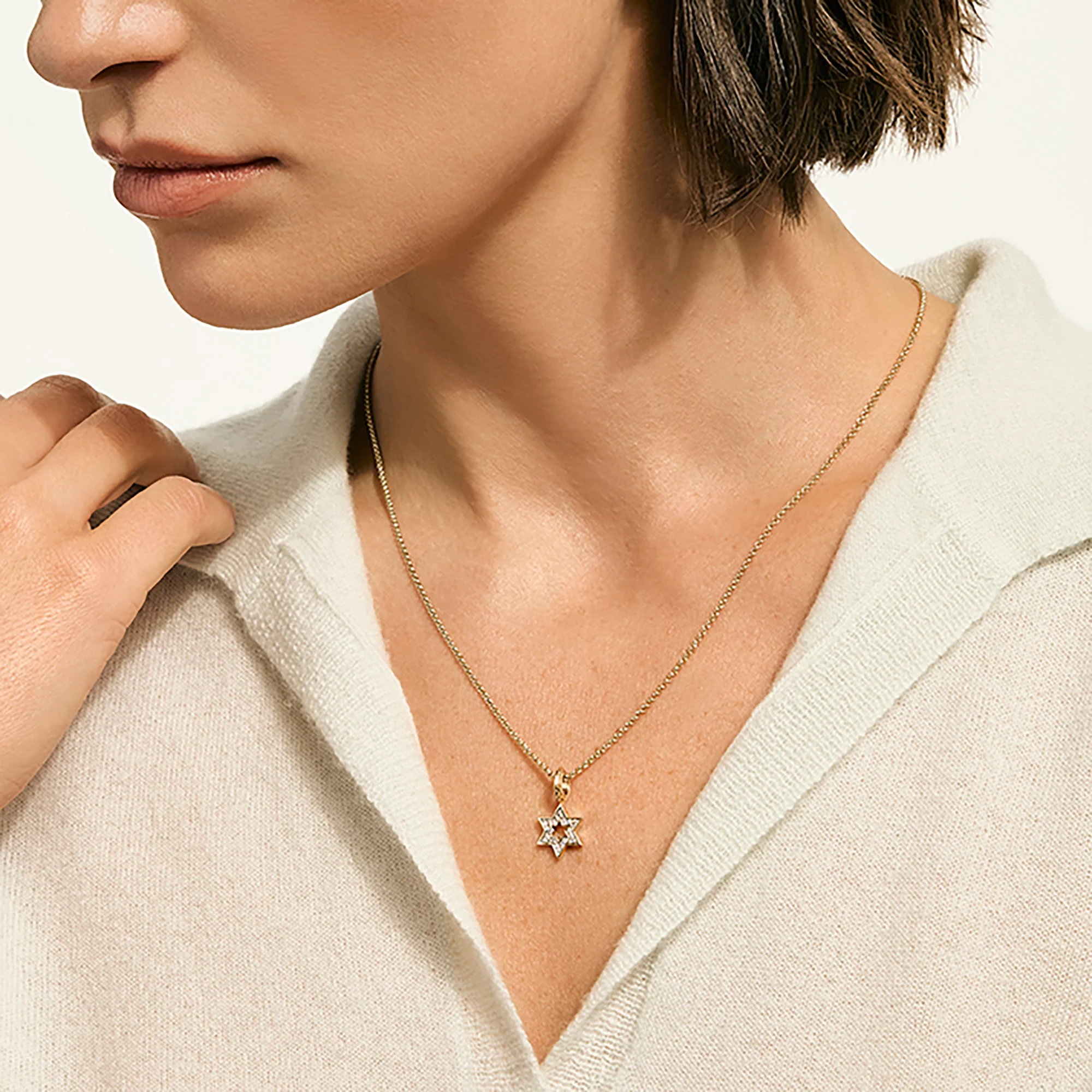 JH Essential Star of David Necklace, Gold, Diamonds|NGGX9894002DI - Image 5