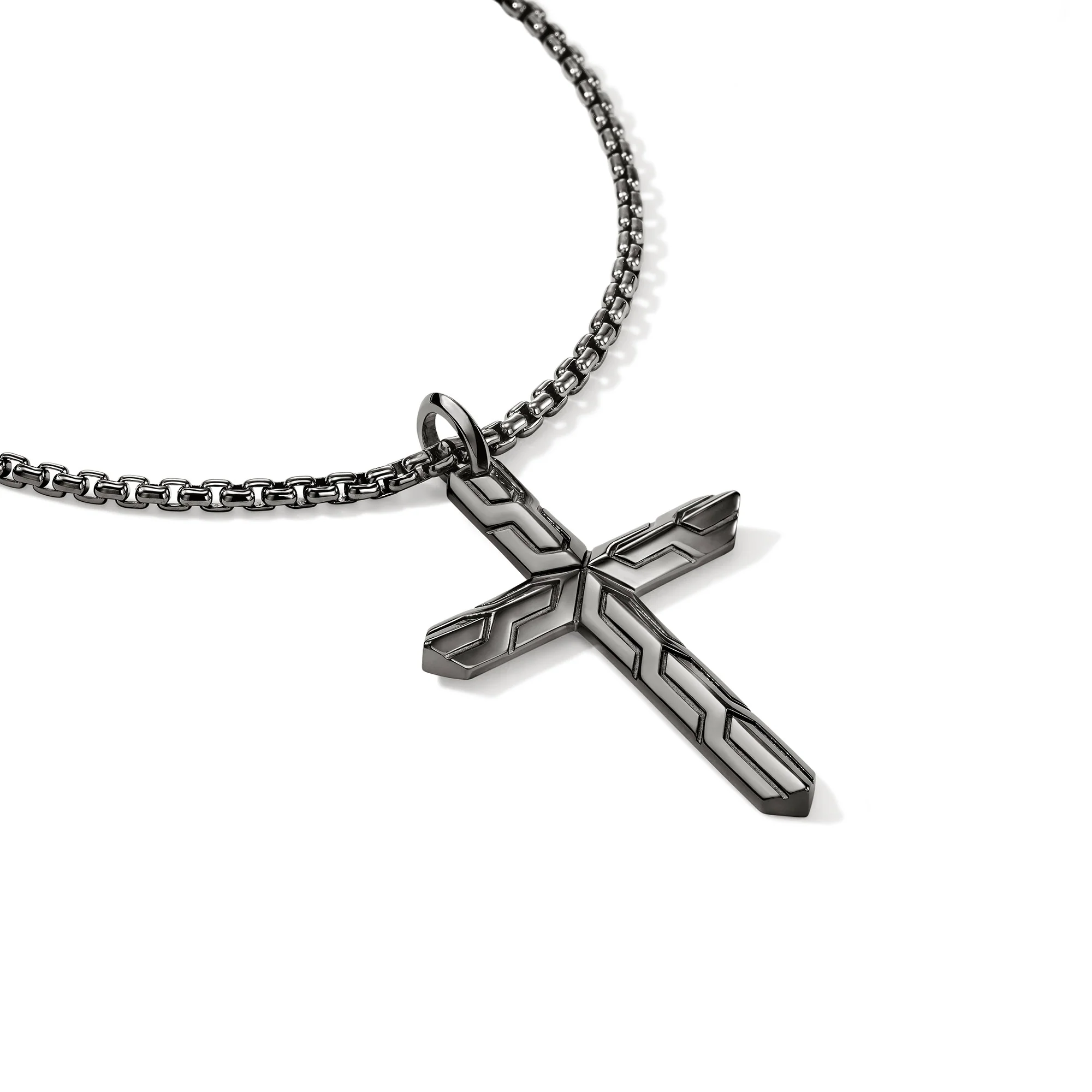Icon 50 Cross Pendant Necklace, Dark Silver|NM989477BRD - Image 2