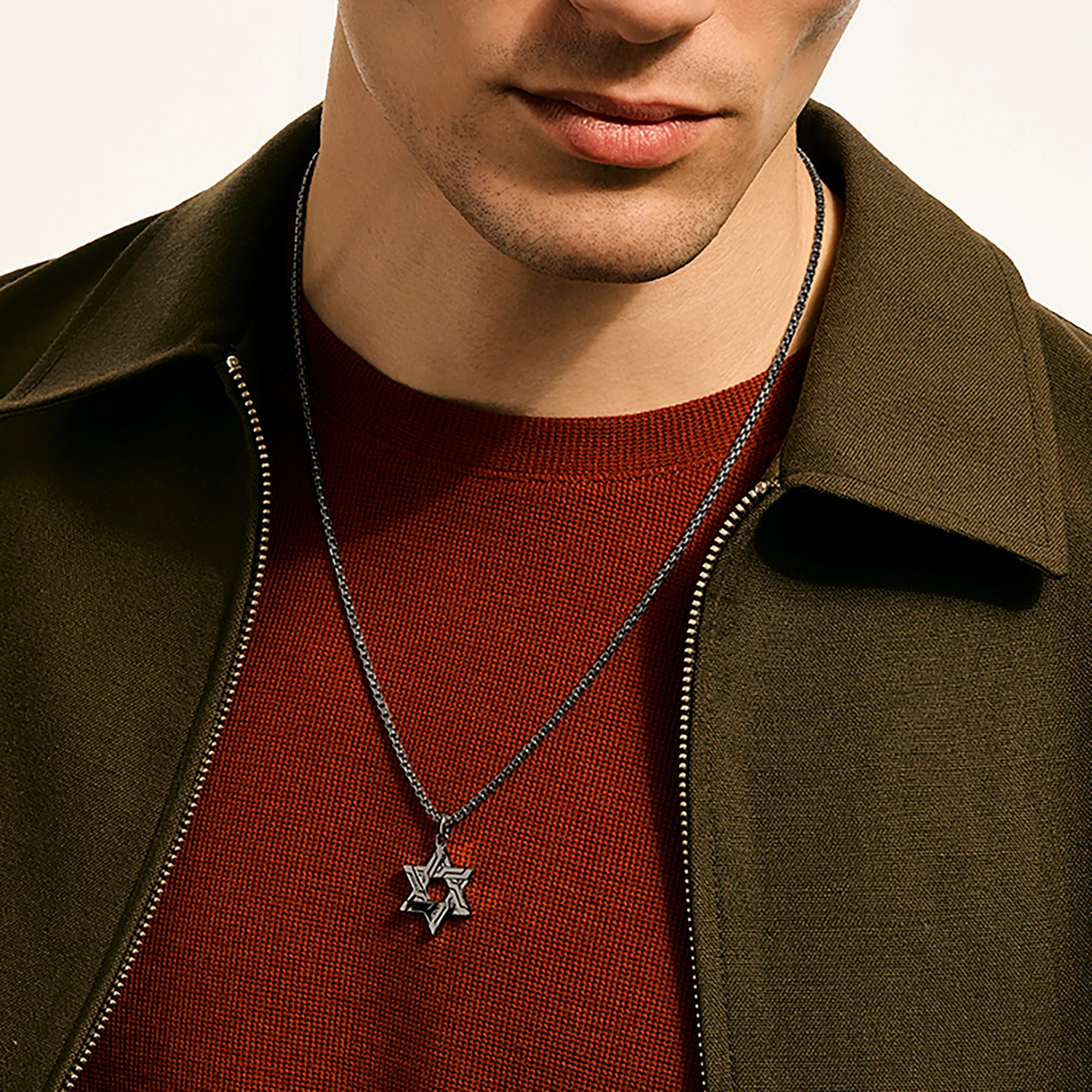 Icon 50 Star of David Pendant Necklace, Dark Silver|NM989488BRD - Image 4
