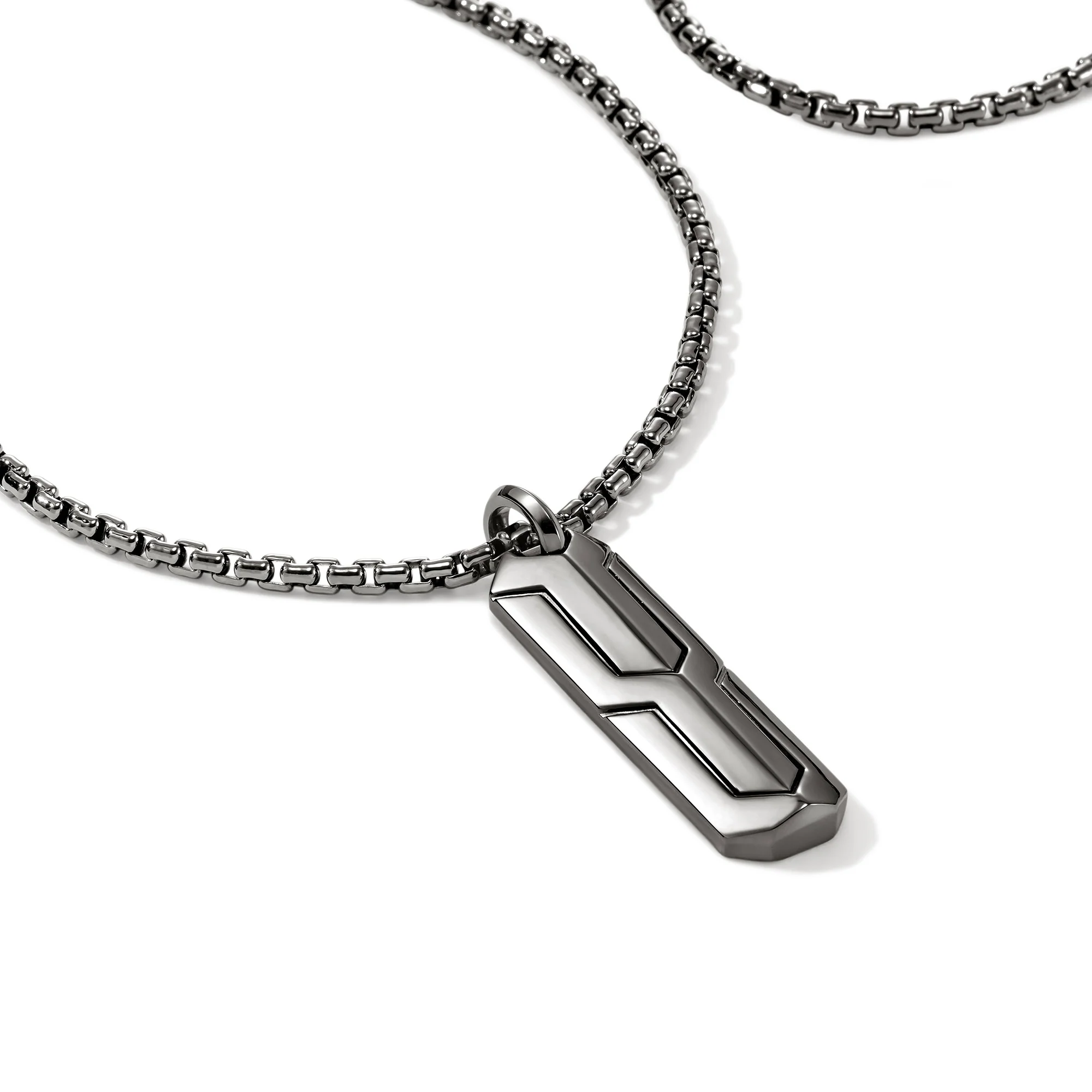 Icon 50 Tag Pendant Necklace, Dark Silver|NM98955BRD - Image 2