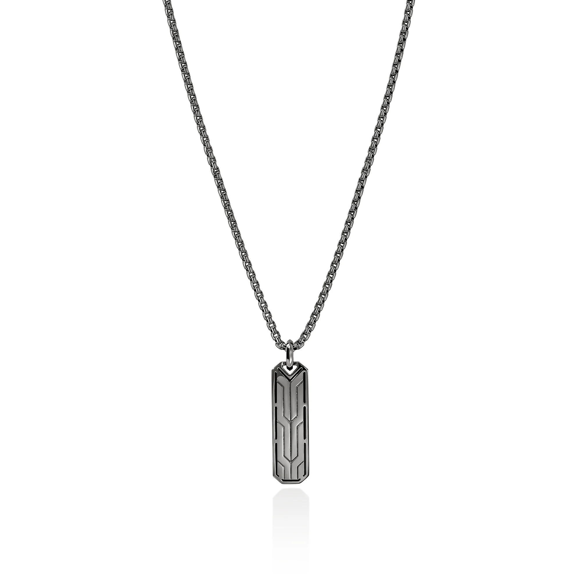 Icon 50 Tag Pendant Necklace, Dark Silver|NM98955BRD - Image 3