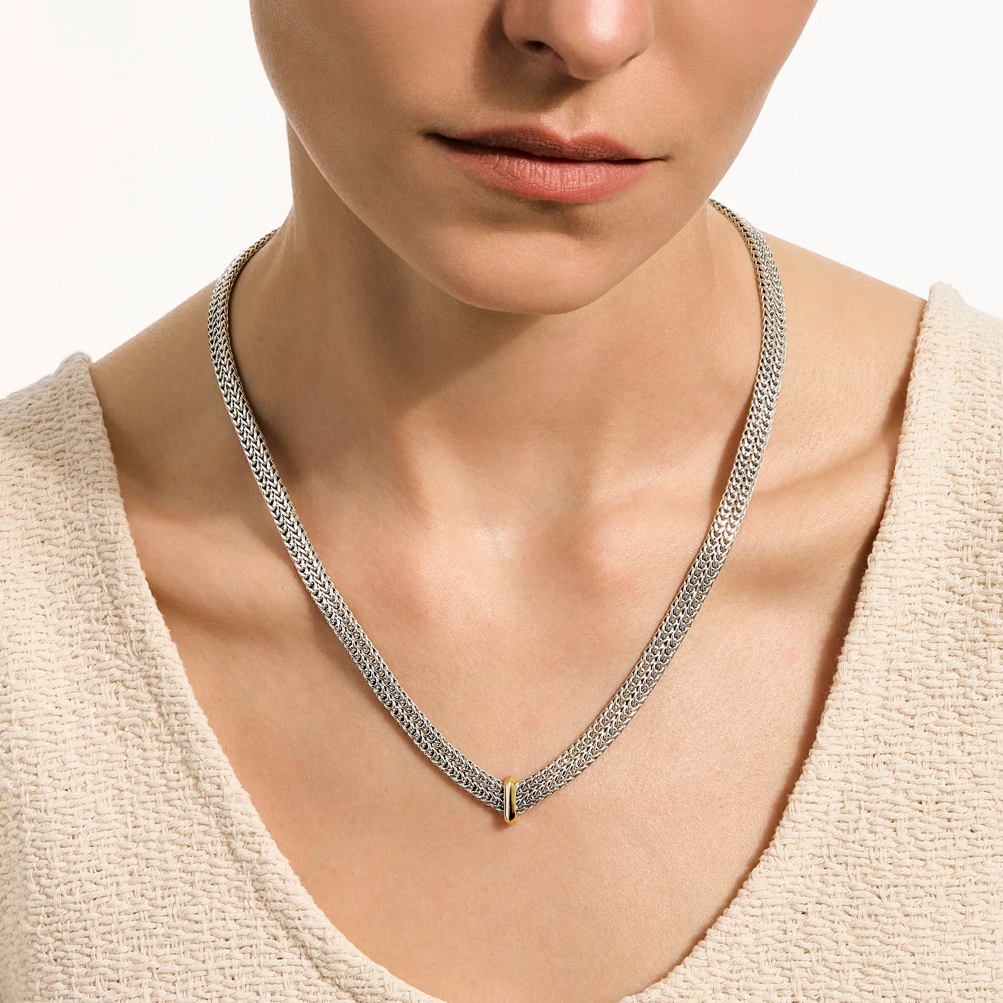 Icon Link Necklace, Sterling Silver, Gold, 6MM|NZZ98935 - Image 4