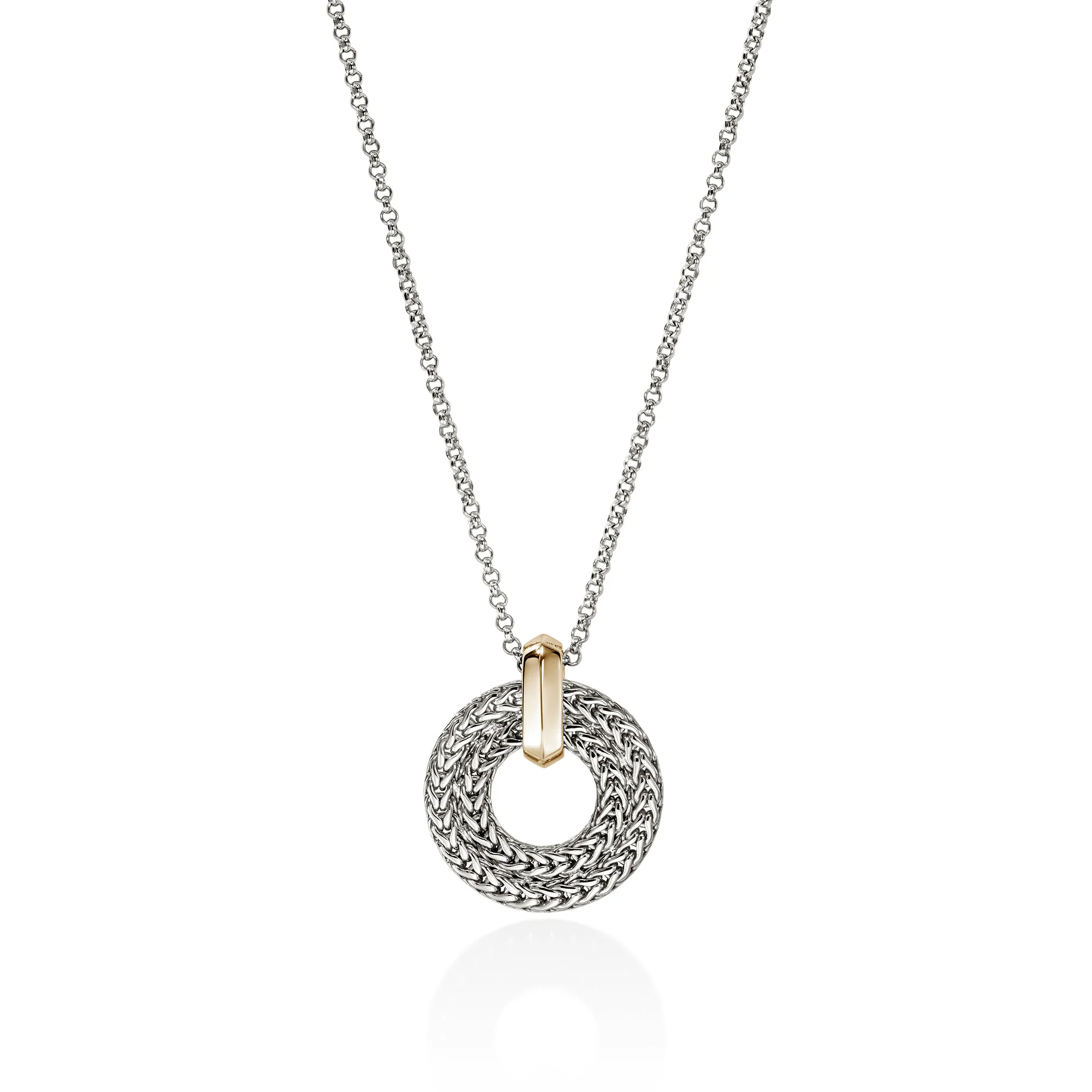 Icon Link Pendant Necklace, Sterling Silver, Gold, 2MM|NZZ98954 - Image 3