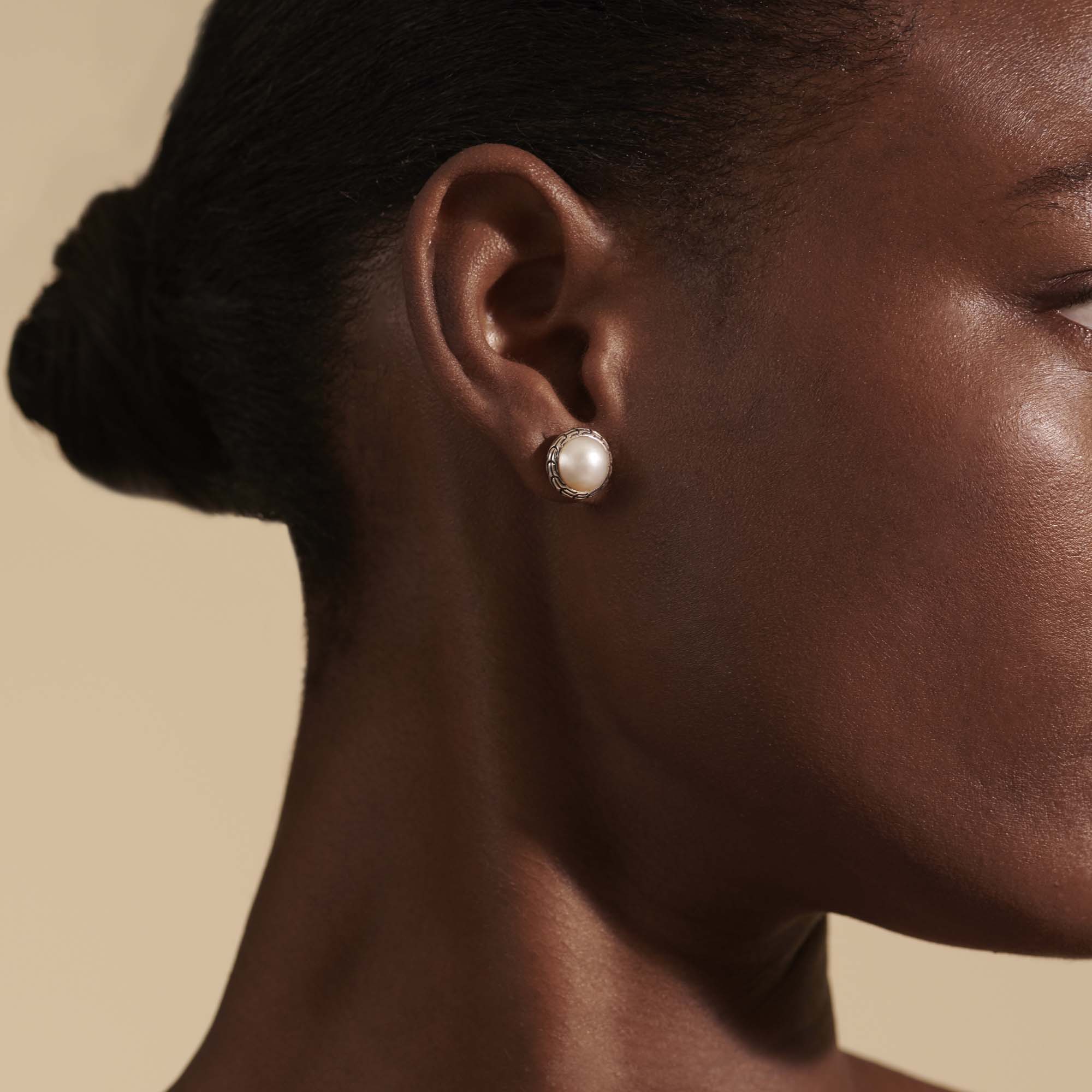 Pearl Stud Earrings, Sterling Silver|EB90664 - Image 5