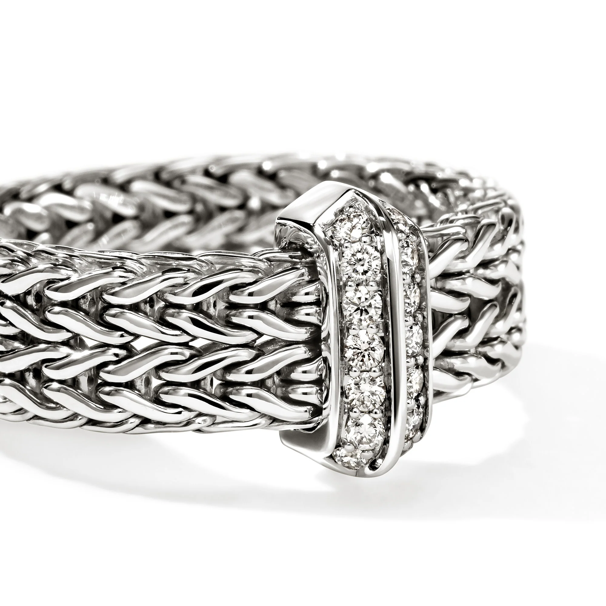 Icon Link Bar Ring, Sterling Silver, Diamonds, 6MM|RBP987362DI - Image 2