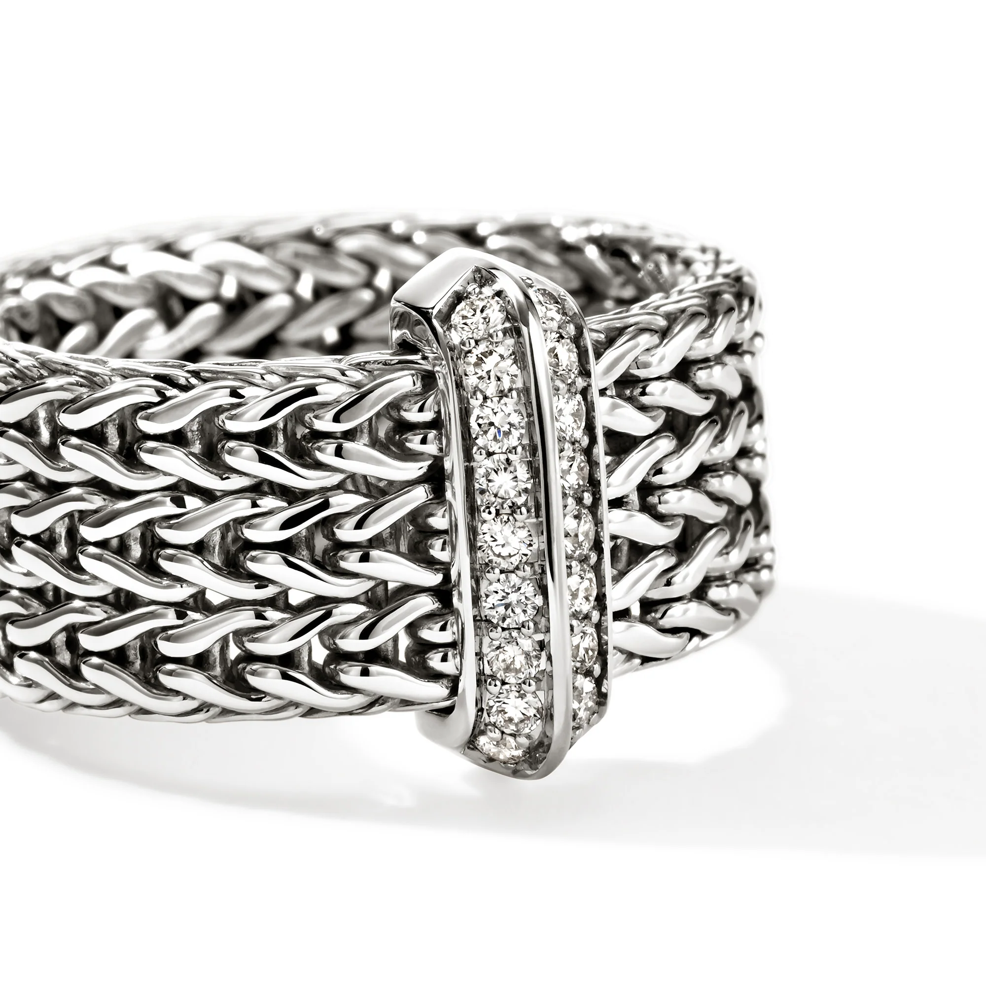 Icon Link Bar Ring, Sterling Silver, Diamonds, 9MM|RBP989532DI - Image 2