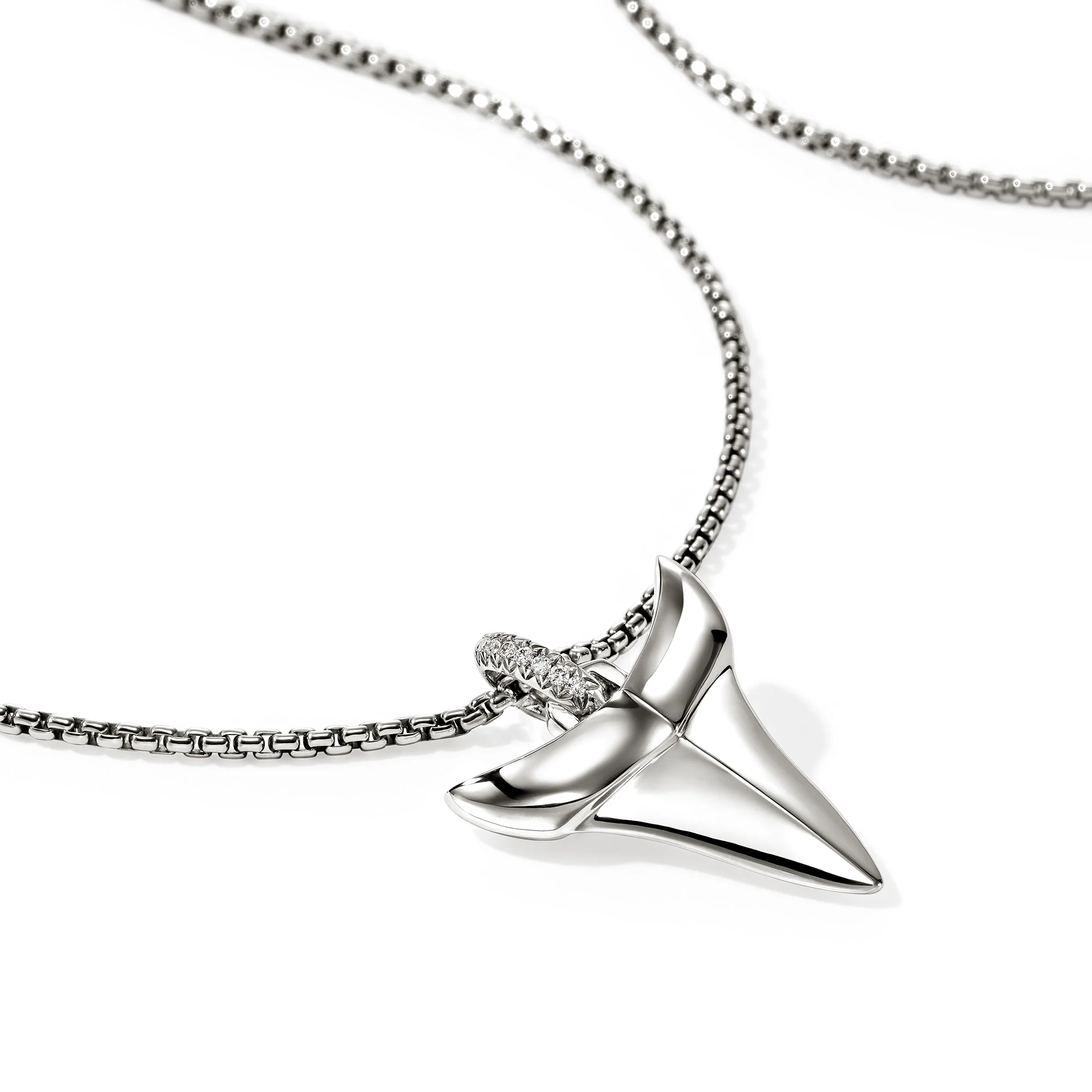Shark Tooth Talisman Necklace, Sterling Silver, Diamonds|NMP987892DI - Image 2