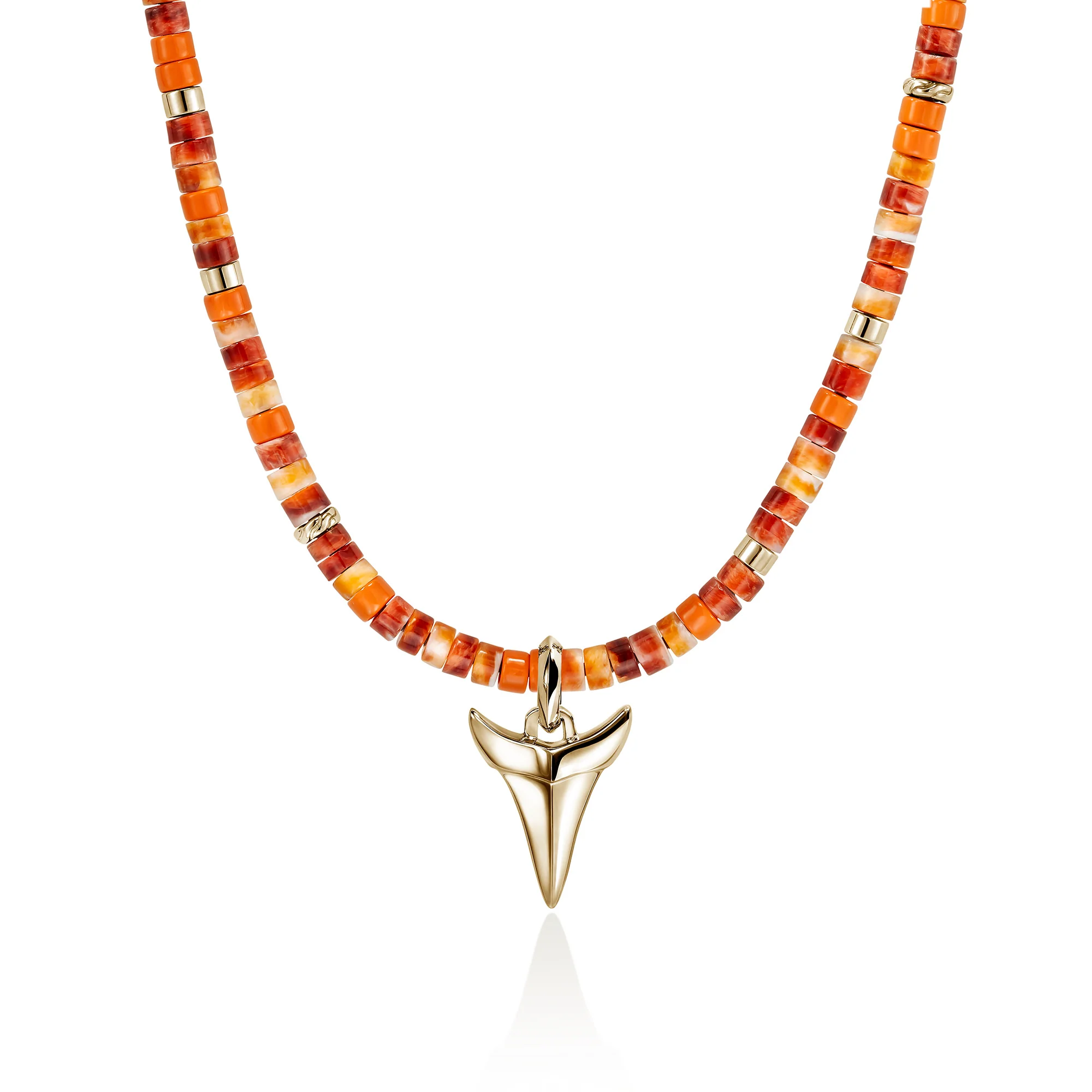 Sharktooth Heishi Necklace, Gold, Hardstones, Enamel, Diamonds|NMZZP988632OROYSDI - Image 3