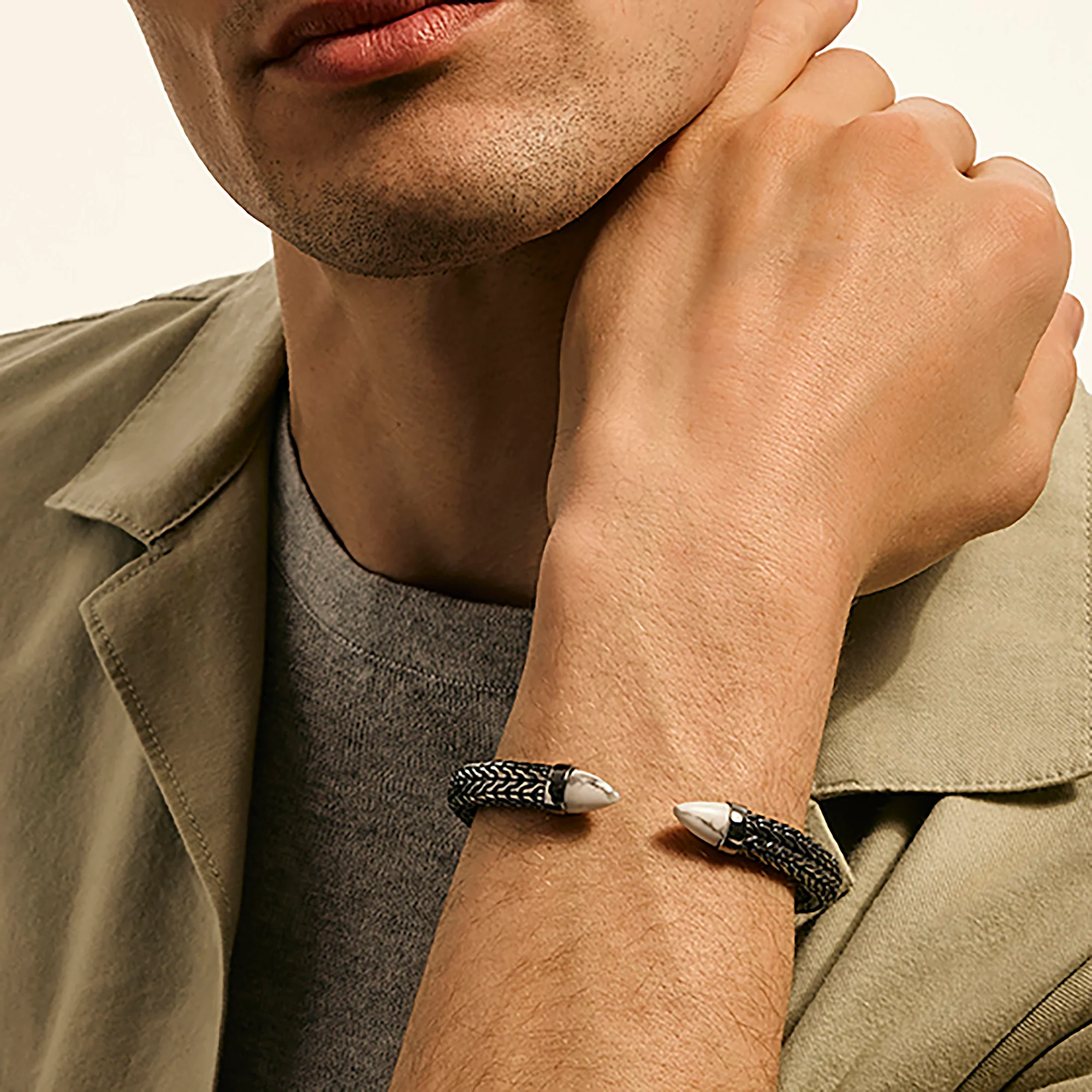 Spear 50 Flex Cuff, Dark Silver, Howlite|CMS987961BRDWHL - Image 6