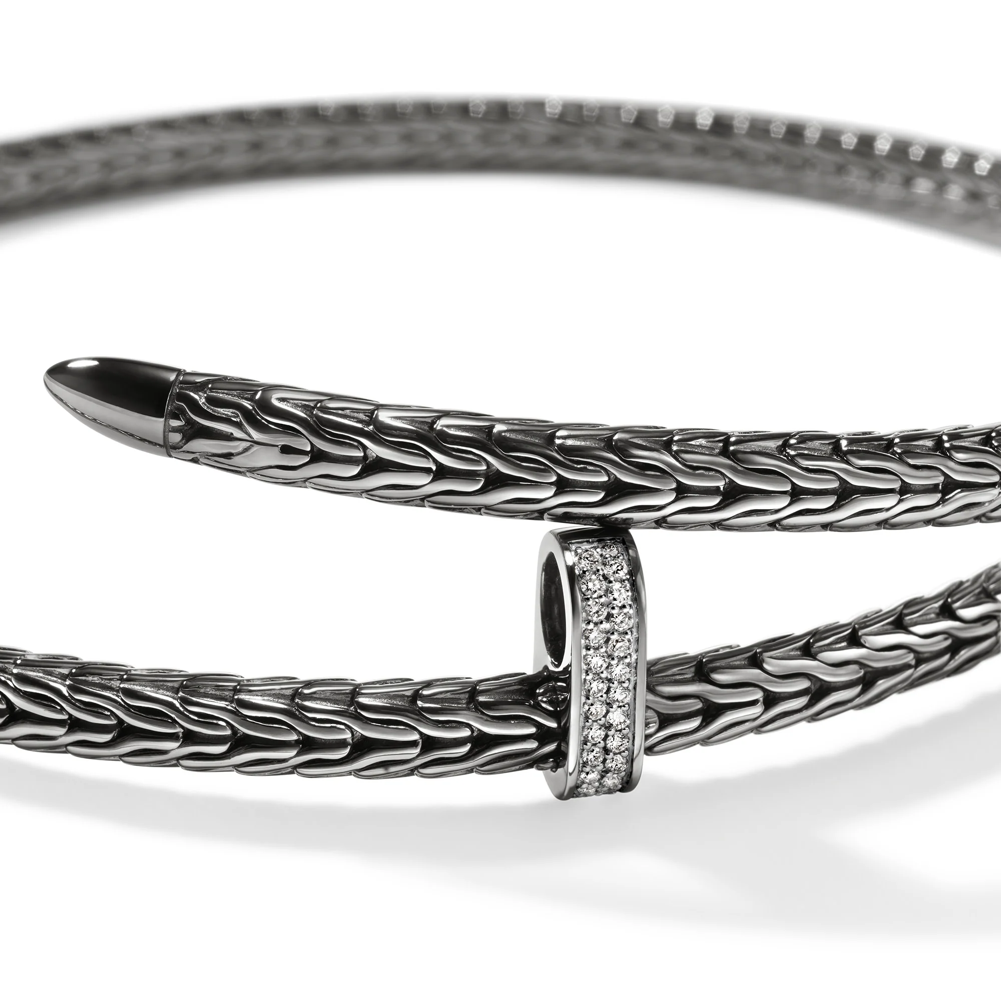 Spear Coil Choker, Dark Silver, Diamonds|NBP9011292BRDDI - Image 2