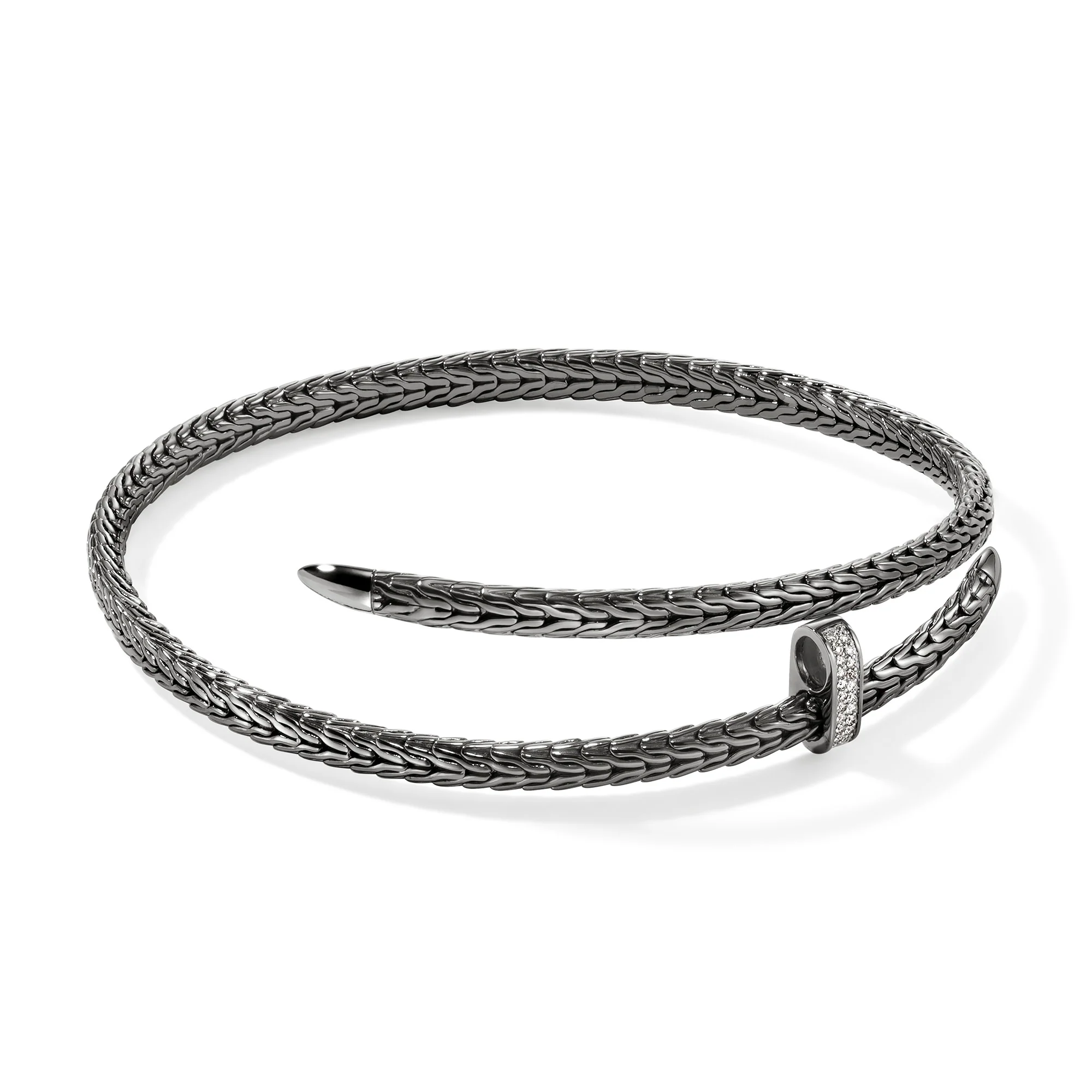 Spear Coil Choker, Dark Silver, Diamonds|NBP9011292BRDDI - Image 3