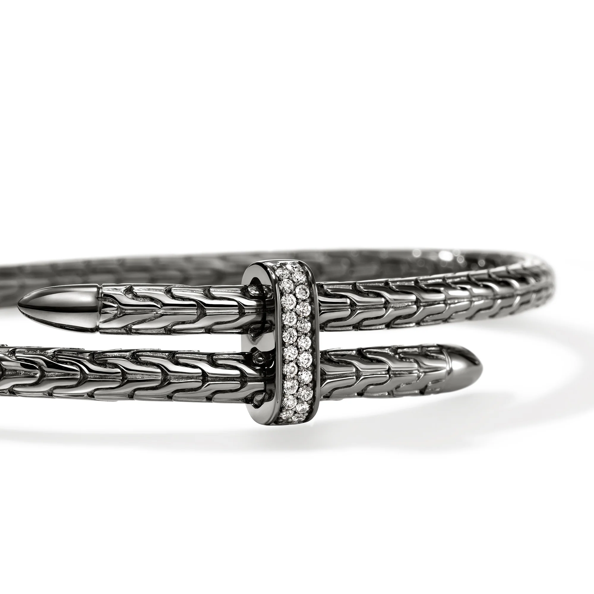 Spear Flex Cuff, Dark Silver, Diamonds, 4MM|CBP987872BRDDI - Image 2