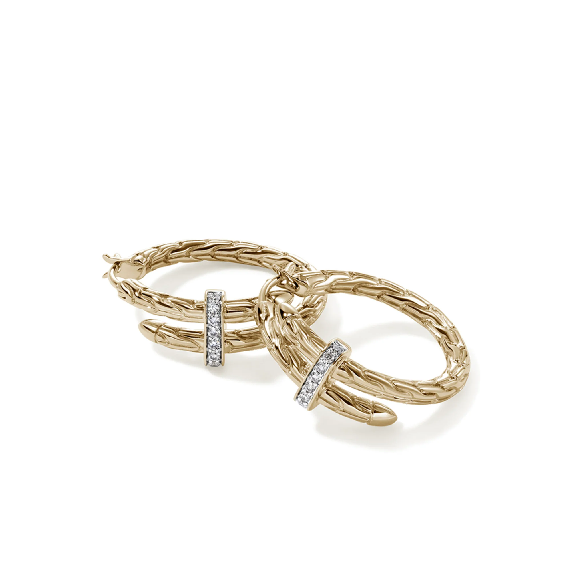 Spear Hoop Earring, Gold, Diamonds, 22.5MM|EGGX986742DI - Image 3