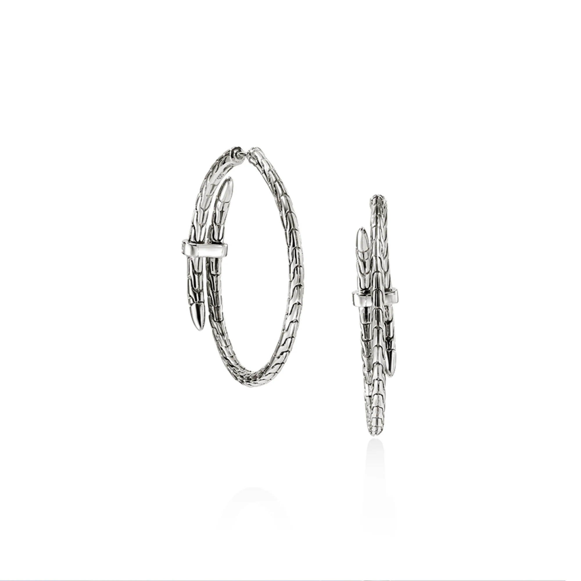 Spear Hoop Earring, Sterling Silver, Diamonds, 40MM|EBP9012472DI - Image 3
