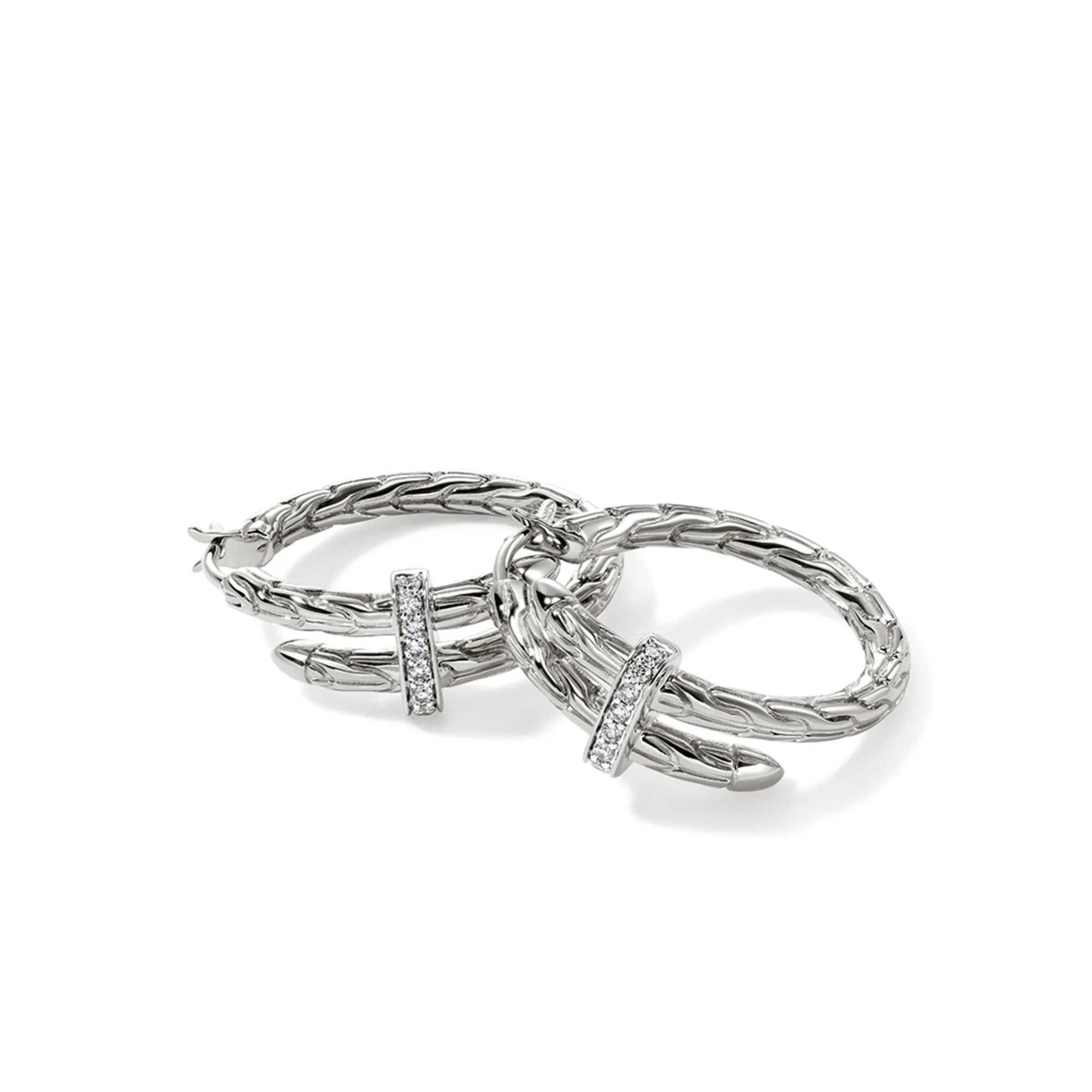 Spear Hoop Earring, Sterling Silver, Diamonds, 22.5MM|EBP986742DI - Image 3