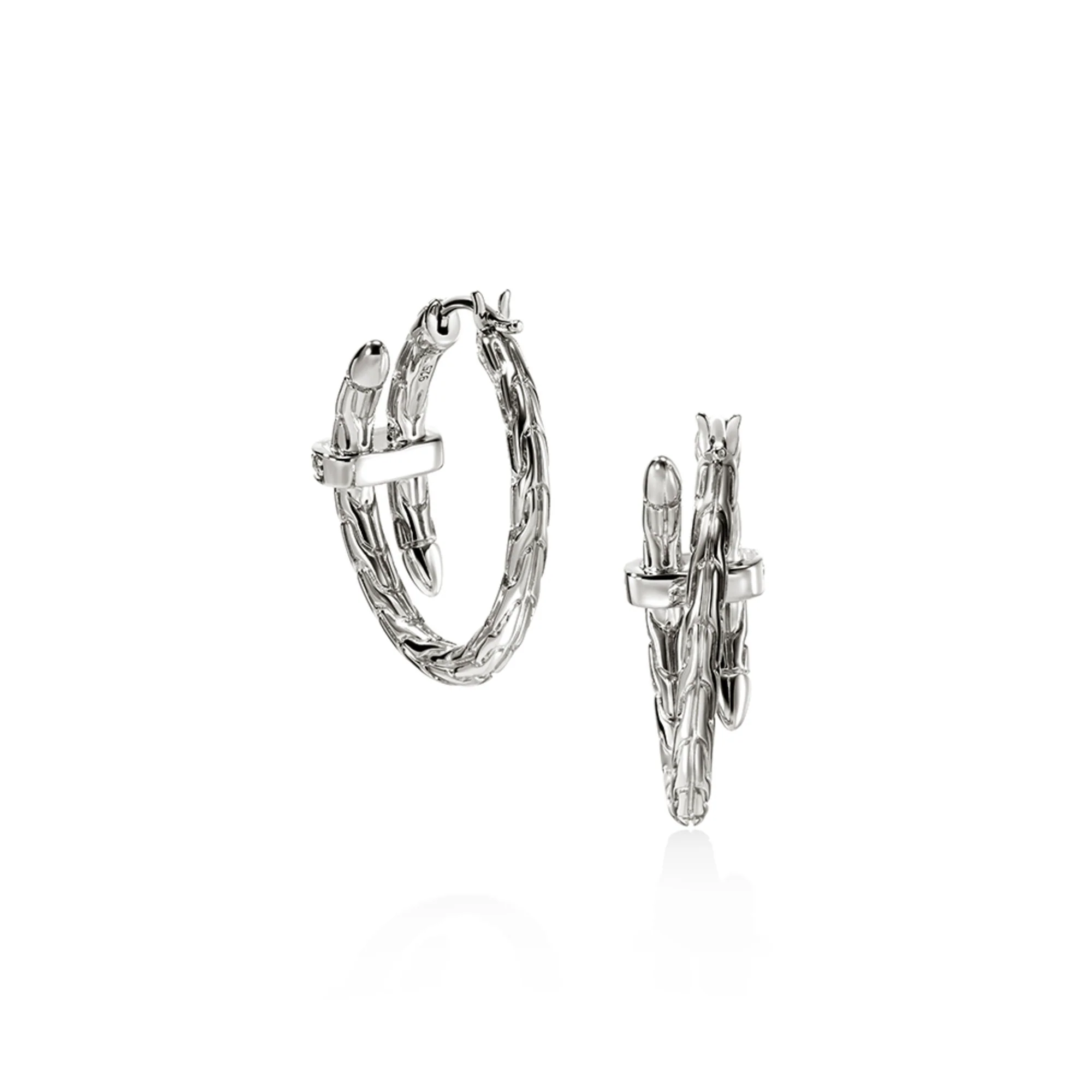 Spear Hoop Earring, Sterling Silver, Diamonds, 22.5MM|EBP986742DI - Image 4