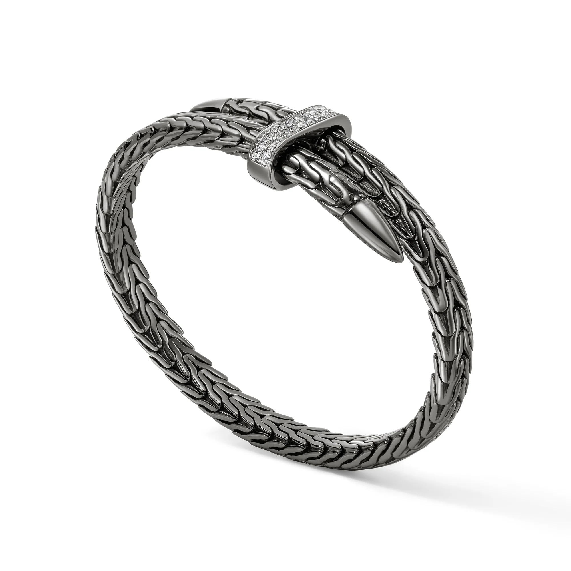Spear Flex Cuff, Dark Silver, Diamonds, 5.5MM|CBP90110722BRDDI - Image 3