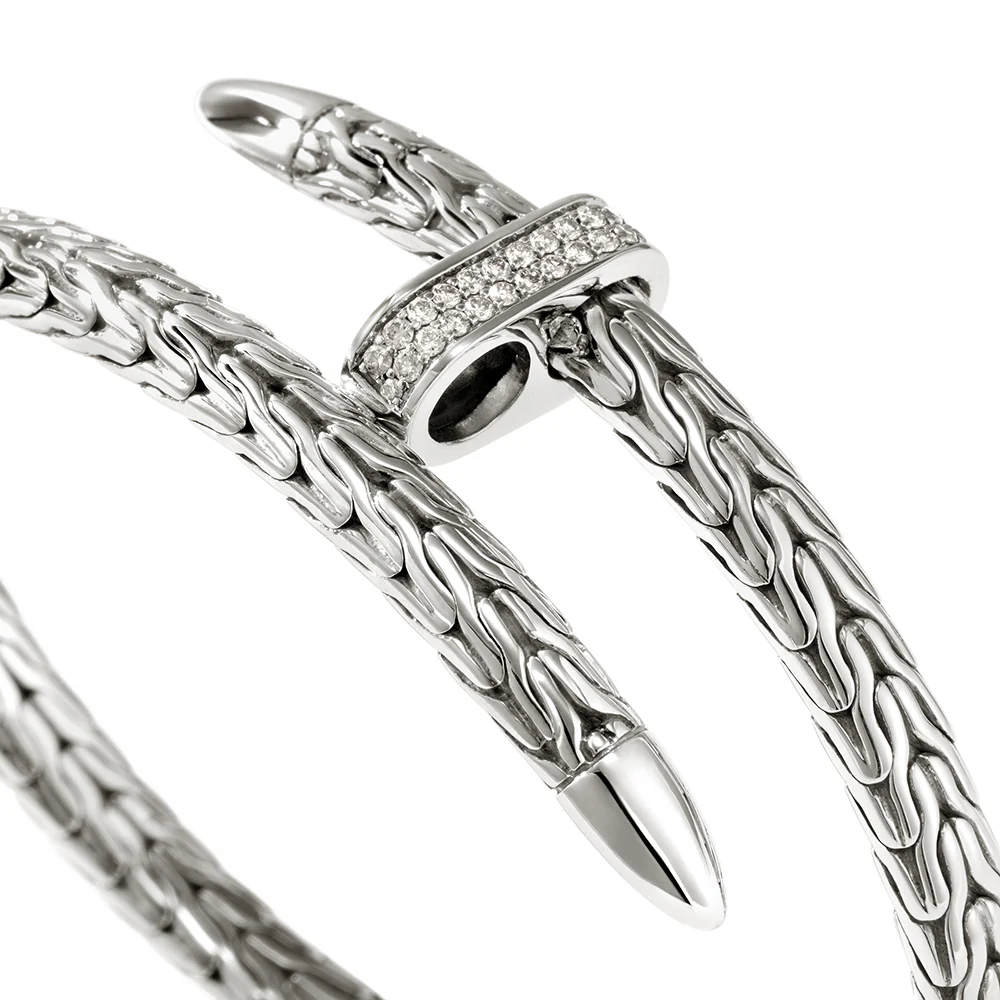 Spear Flex Cuff, Sterling Silver, Diamonds, 5.5MM|CBP9011072DI - Image 2