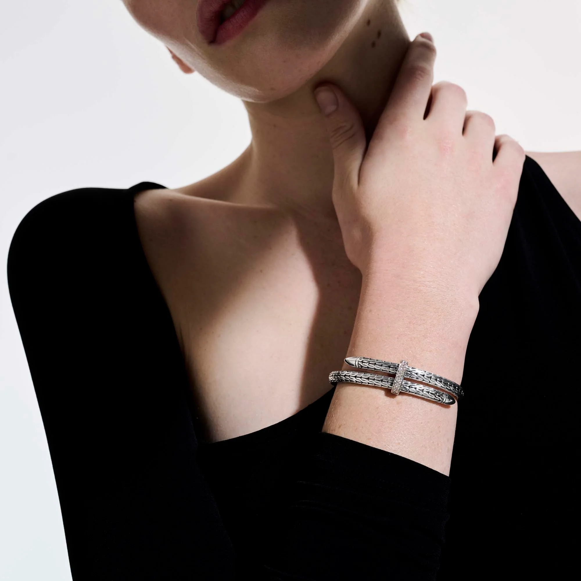 Spear Flex Cuff, Sterling Silver, Diamonds, 5.5MM|CBP9011072DI - Image 6