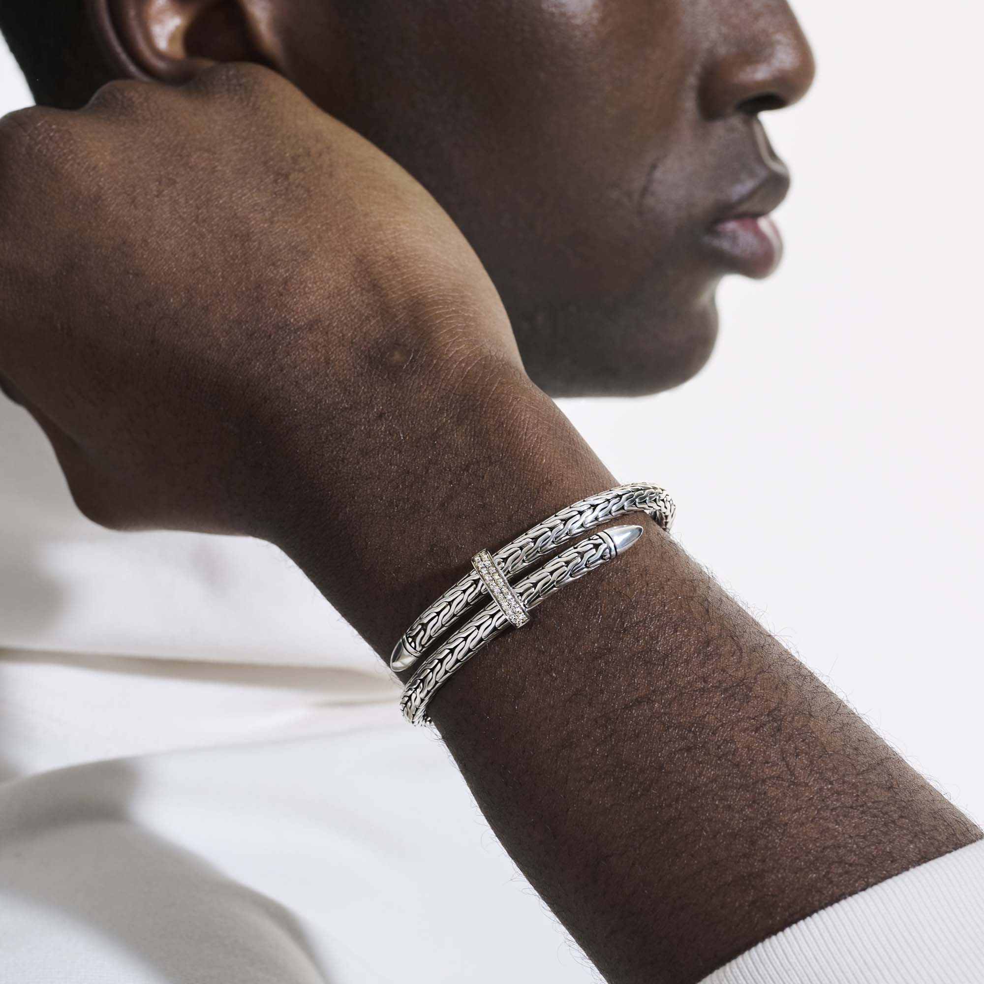 Spear Flex Cuff, Sterling Silver, Diamonds, 5.5MM|CBP9011072DI - Image 7