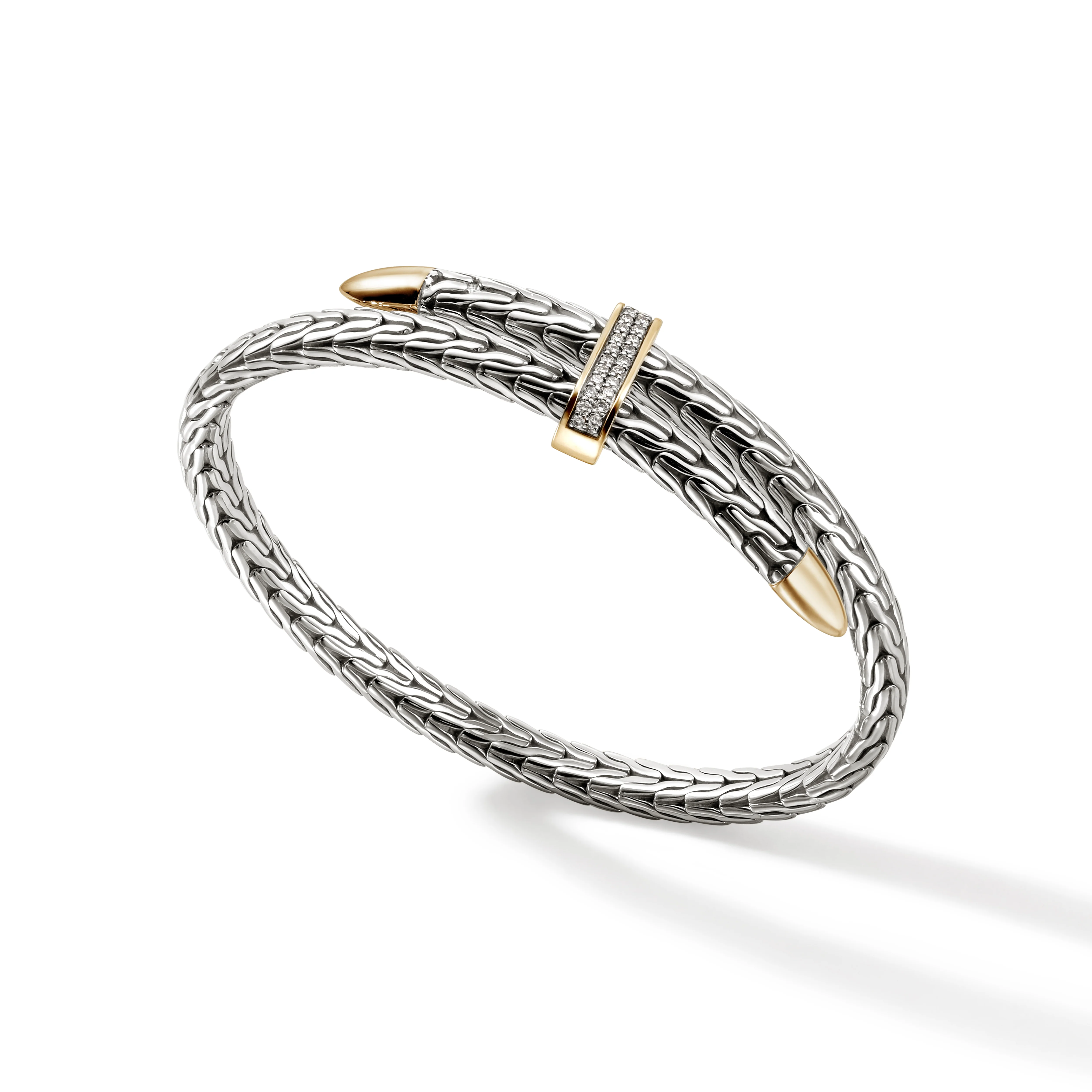 Spear Flex Cuff, Sterling Silver, Gold, Diamonds, 5.5MM|CZZP90110722DI - Image 3