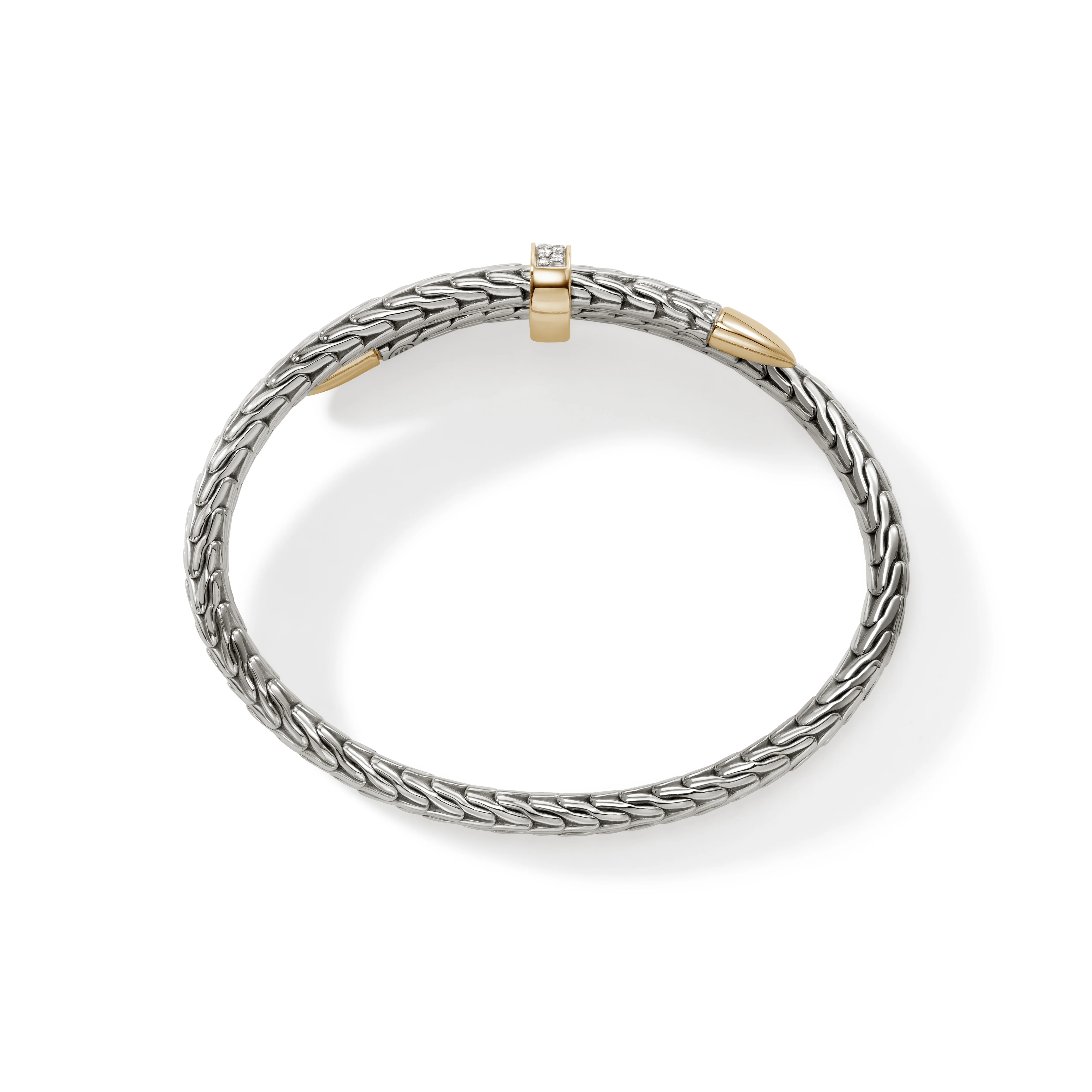 Spear Flex Cuff, Sterling Silver, Gold, Diamonds, 5.5MM|CZZP90110722DI - Image 5