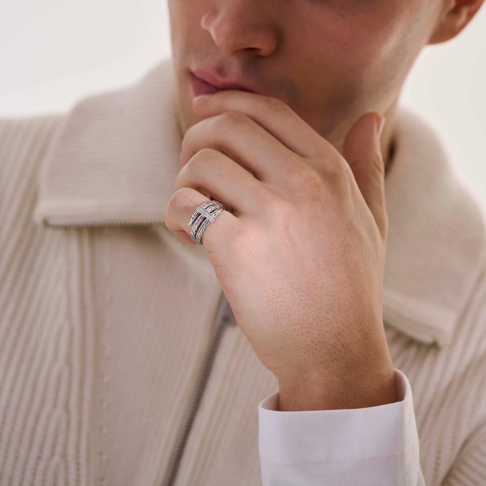 Spear Ring, Sterling Silver, Diamonds, Wide|RBP986812DI - Image 7