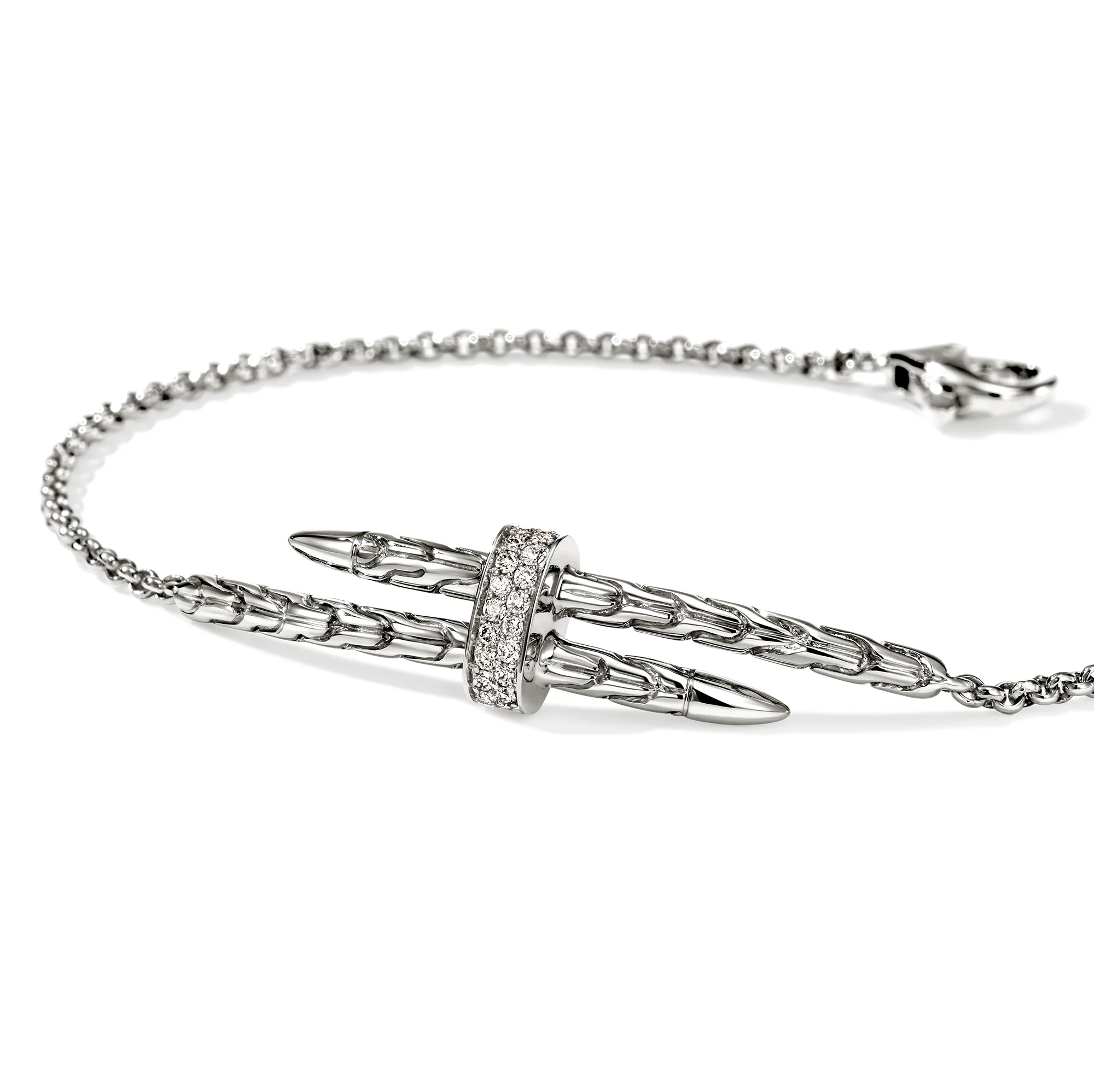 Spear Station Bracelet, Sterling Silver, Diamonds|BUP989572DI - Image 2