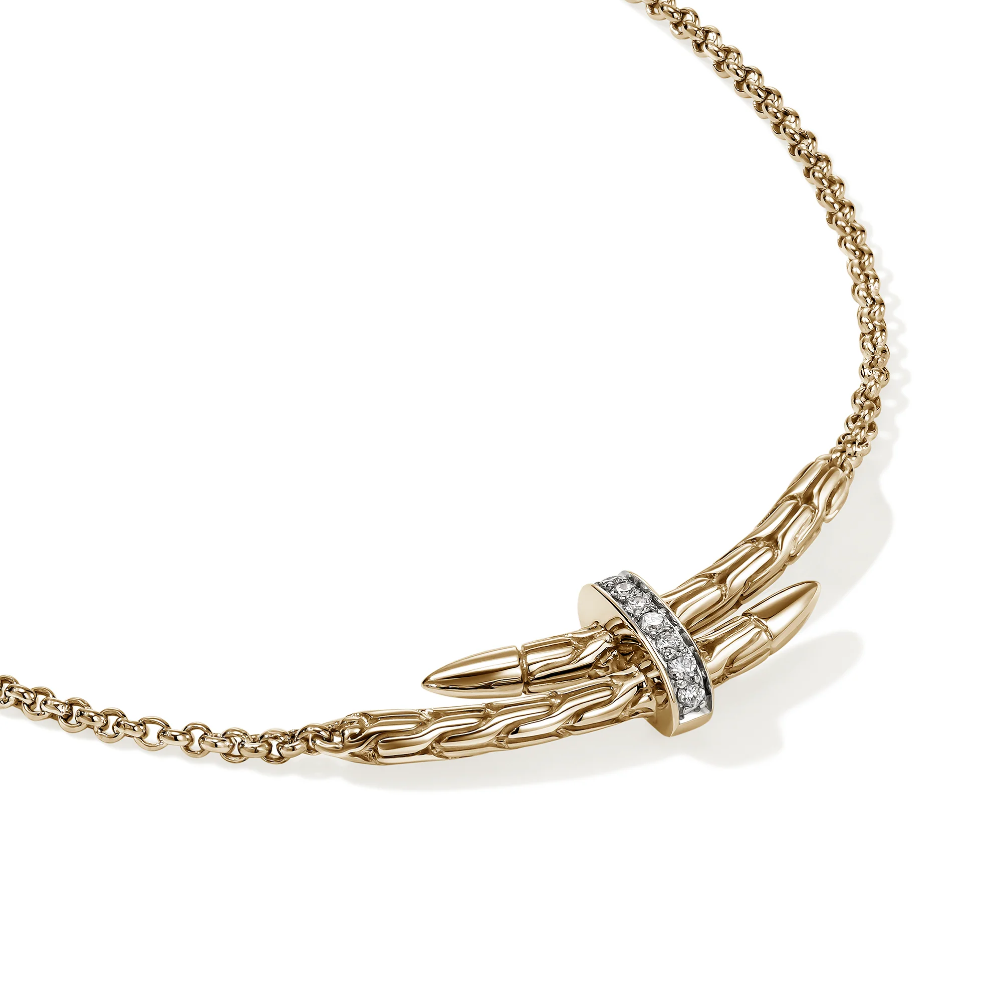 Spear Station Necklace, Gold, Diamonds|NGGX989582DI - Image 2