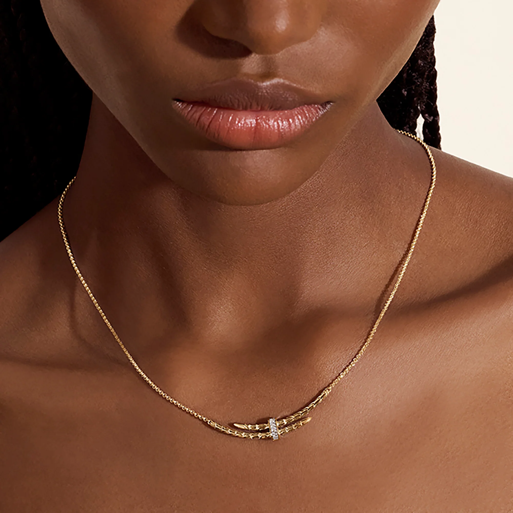Spear Station Necklace, Gold, Diamonds|NGGX989582DI - Image 5