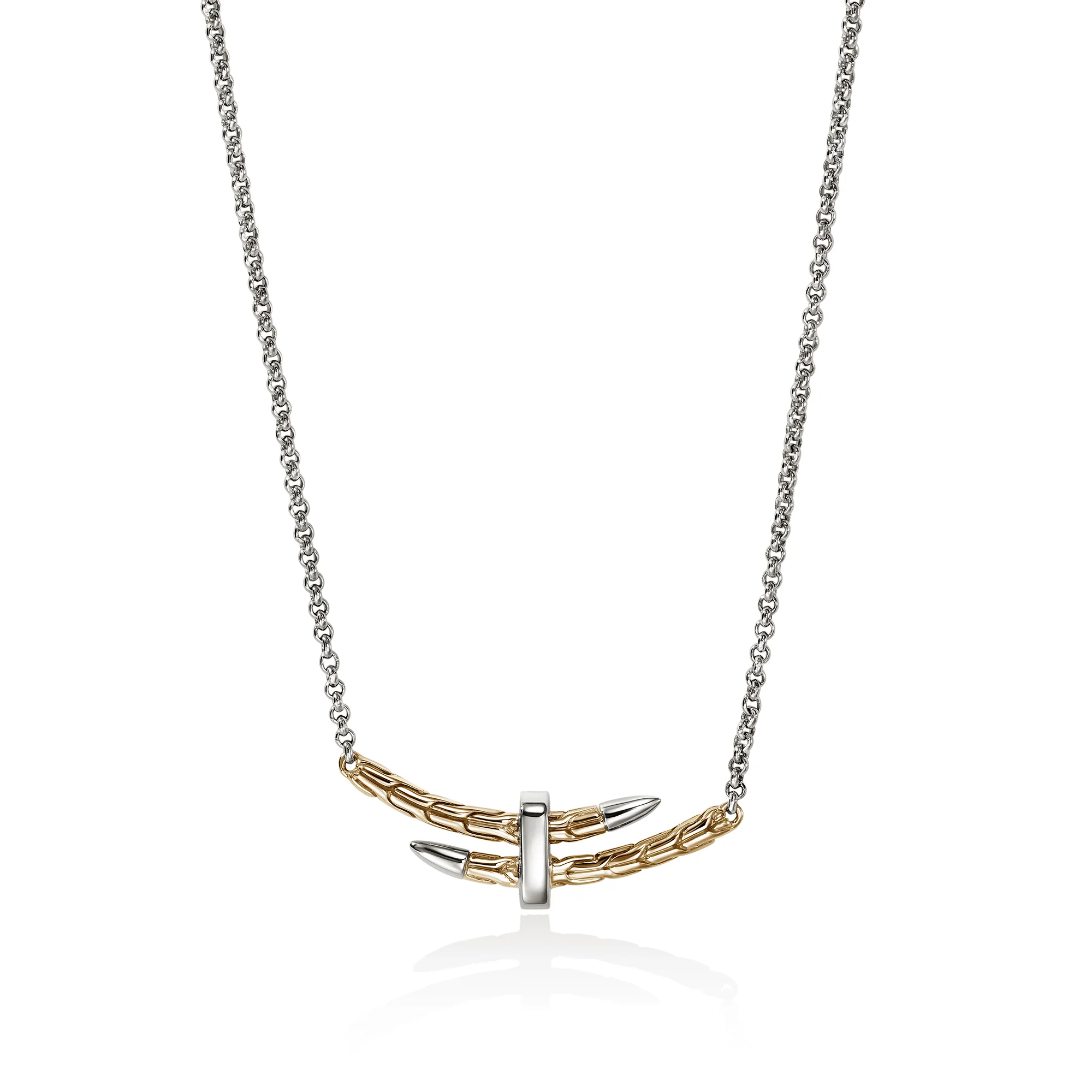 Spear Station Necklace, Gold, Sterling Silver, Diamonds|NZZP989582DI - Image 3