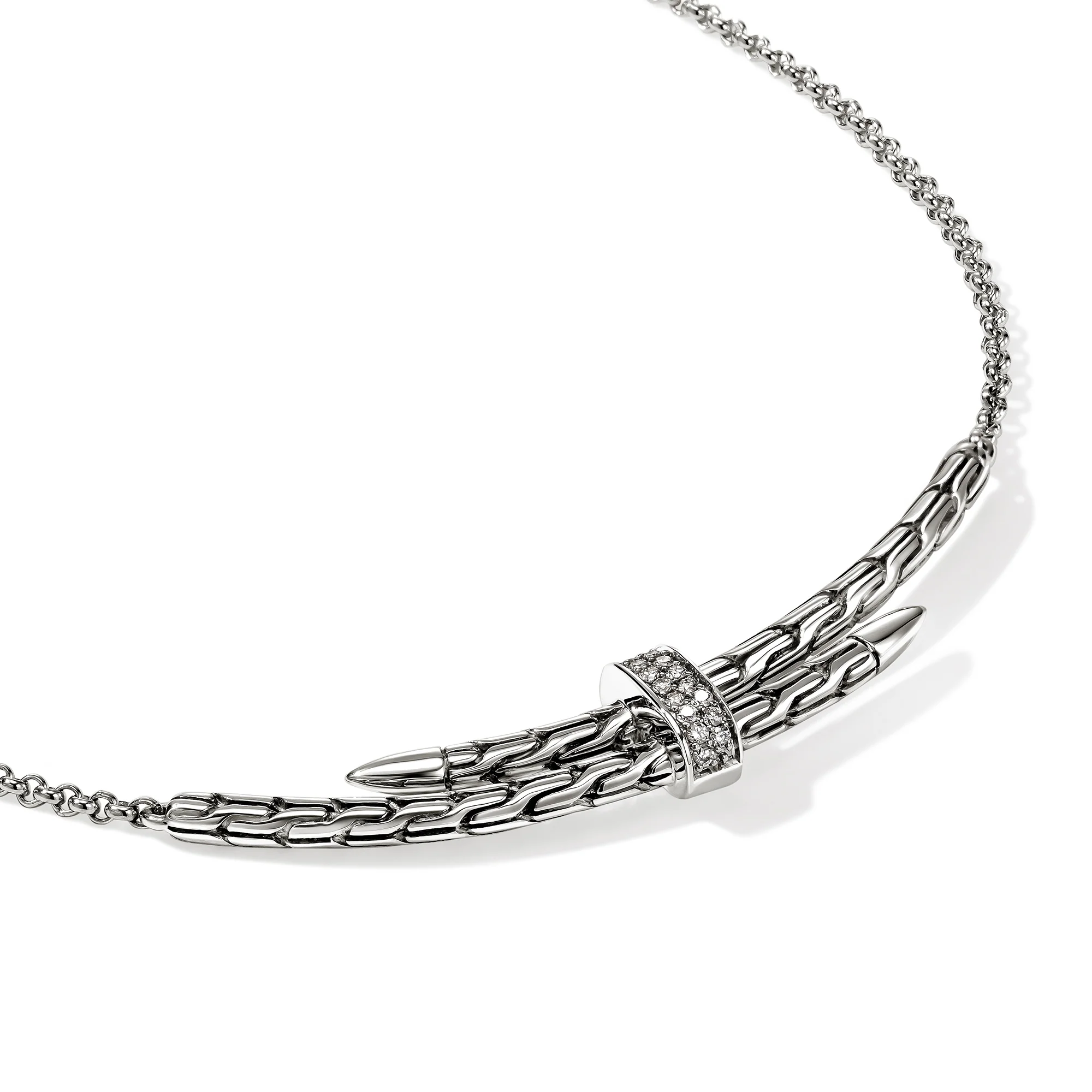 Spear Station Necklace, Sterling Silver, Diamonds|NBP989592DI - Image 2