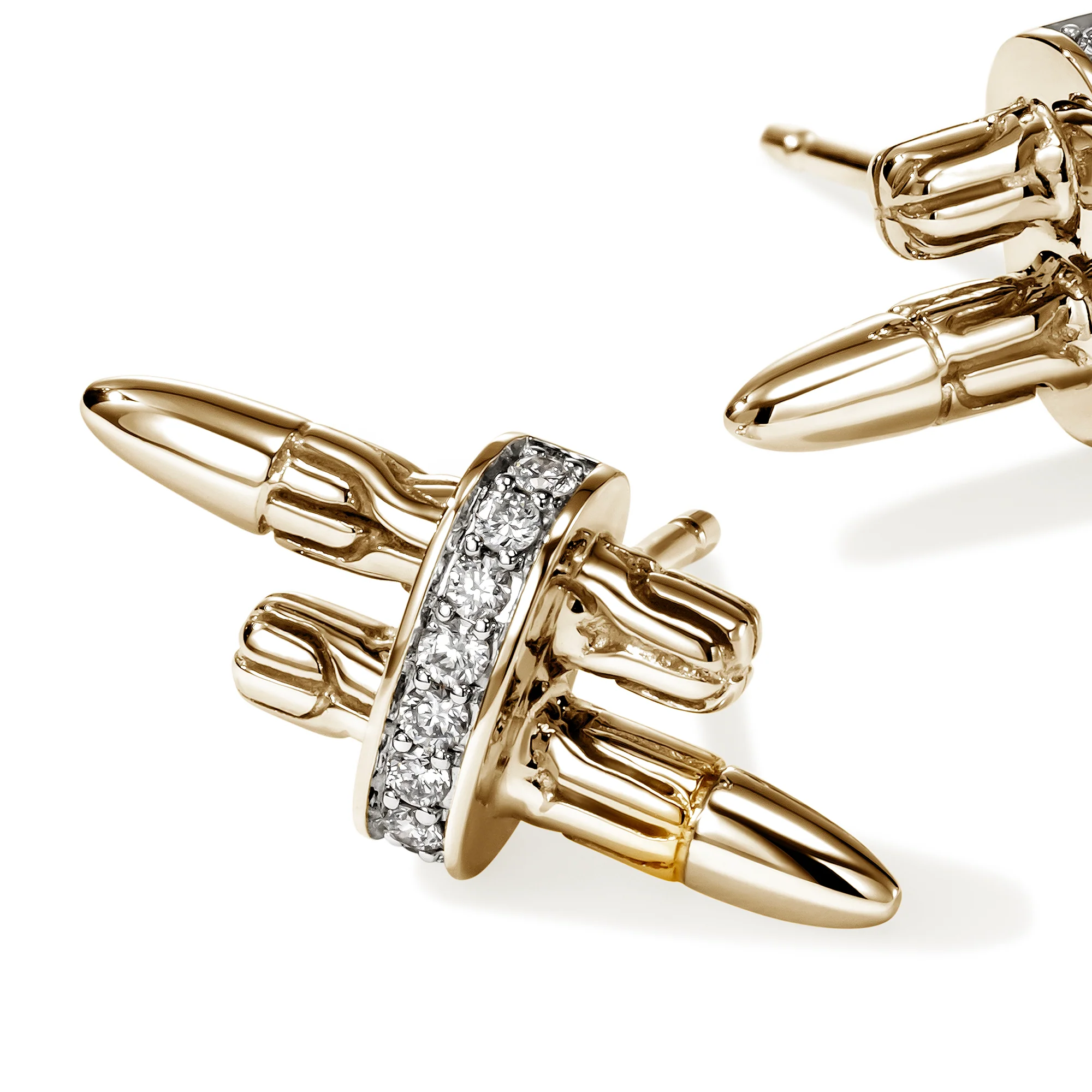 Spear Stud Earrings, Gold, Diamonds|EGGX989562DI - Image 2