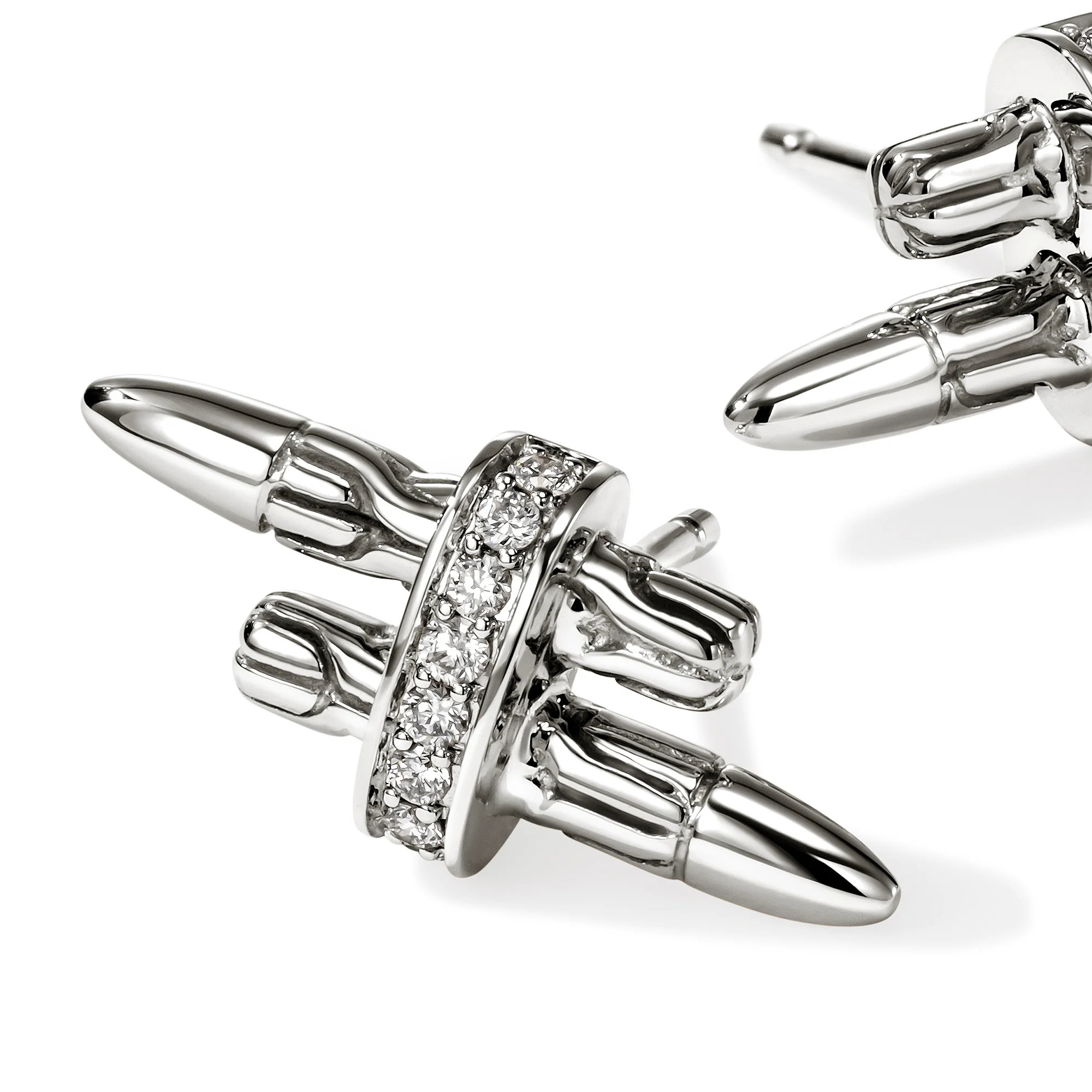 Spear Stud Earrings, Sterling Silver, Diamonds|EBP989562DI - Image 2