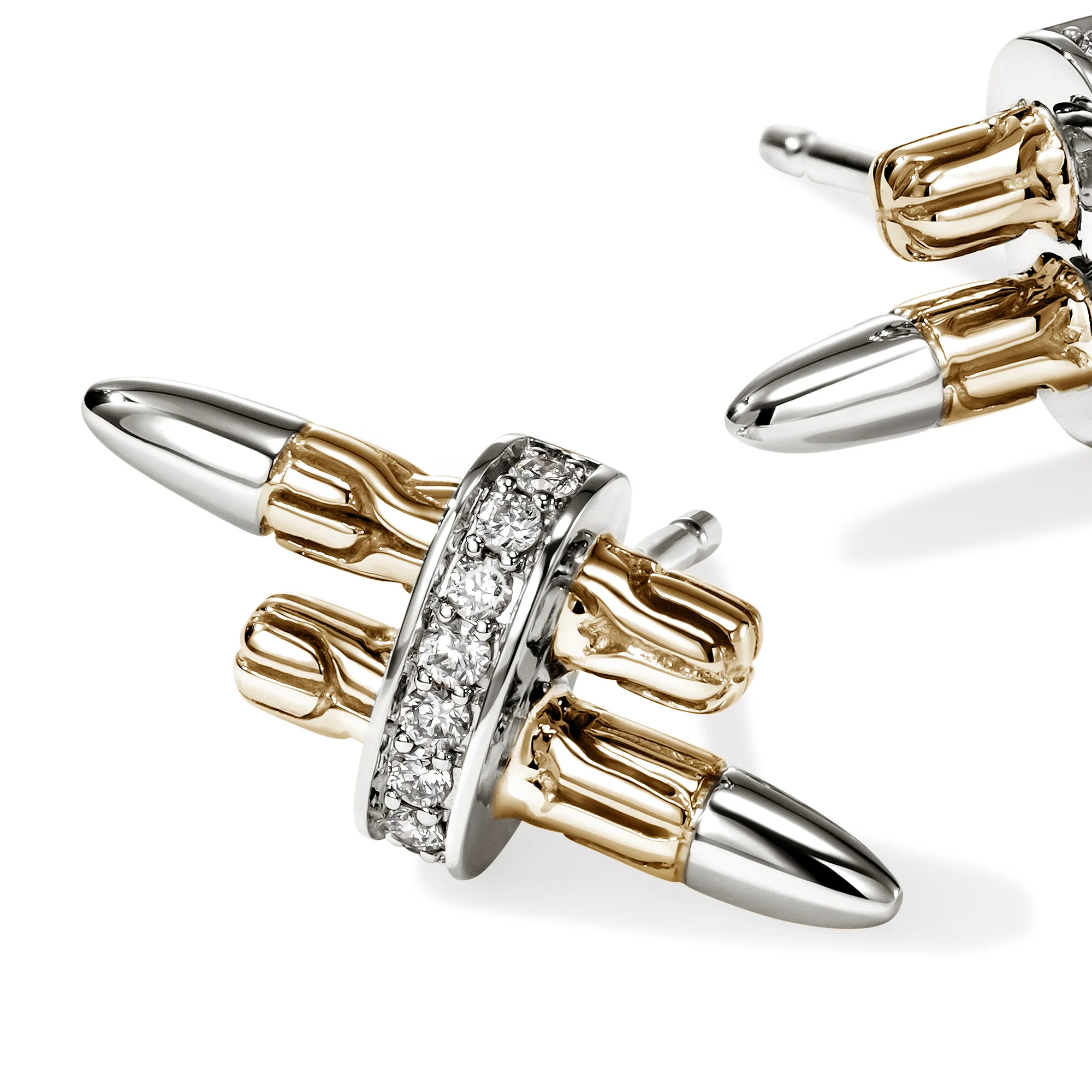 Spear Stud Earrings, Gold, Sterling Silver, Diamonds|EZZP989562DI - Image 2