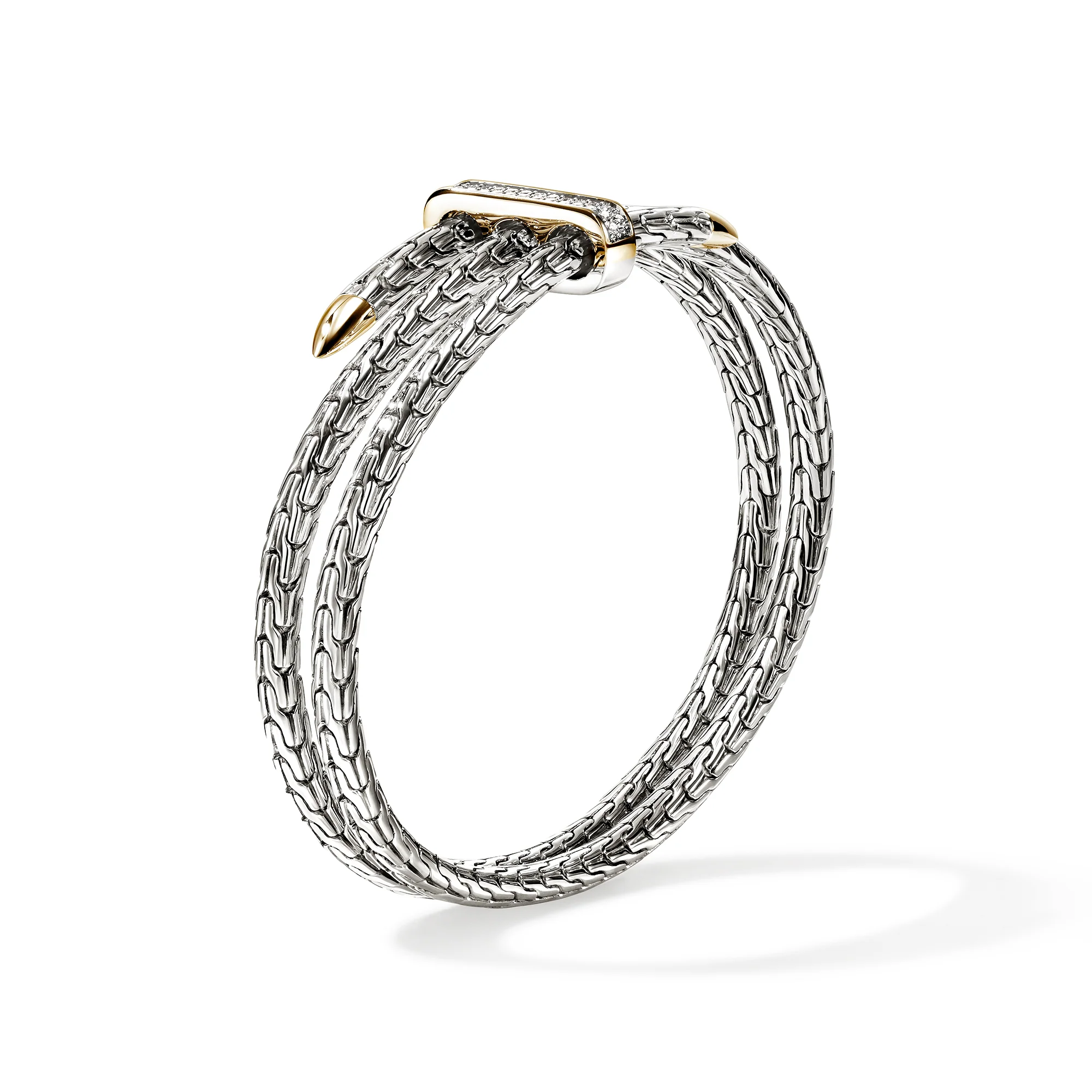Spear Triple Flex Cuff, Gold, Sterling Silver, Diamonds, 4MM|CZZP988392DI - Image 3