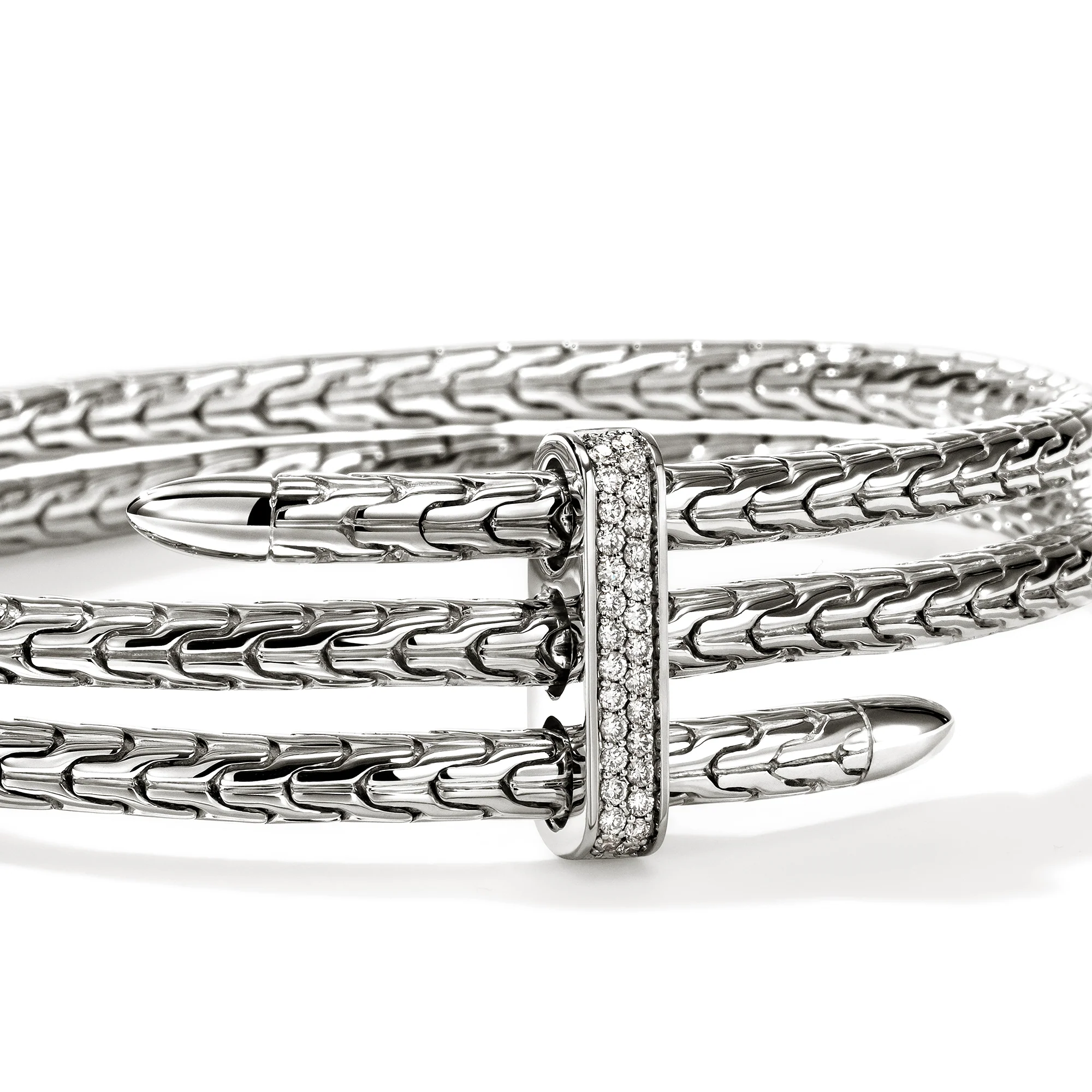 Spear Triple Flex Cuff, Sterling Silver, Diamonds, 4MM|CBP988392DI - Image 2