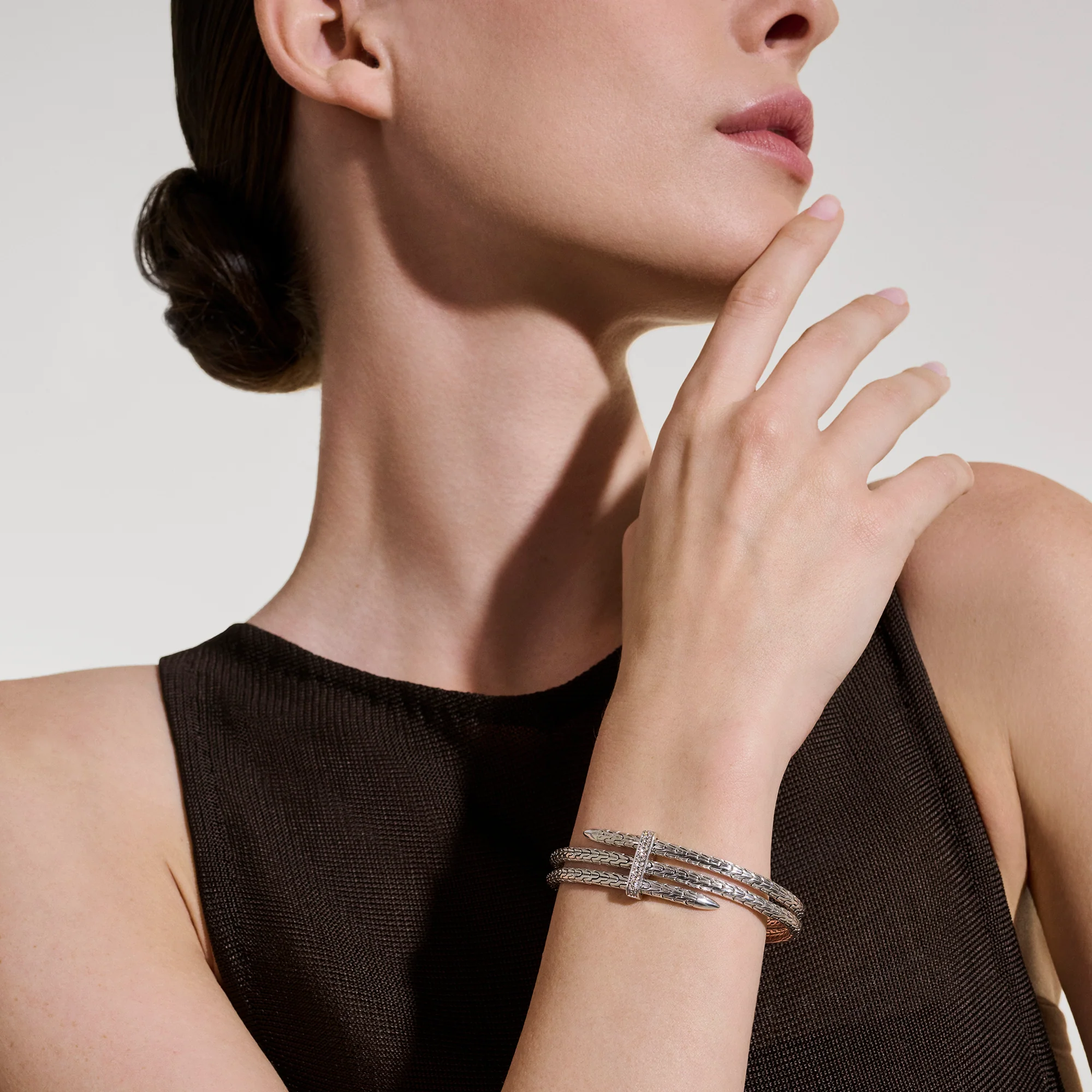 Spear Triple Flex Cuff, Sterling Silver, Diamonds, 4MM|CBP988392DI - Image 6