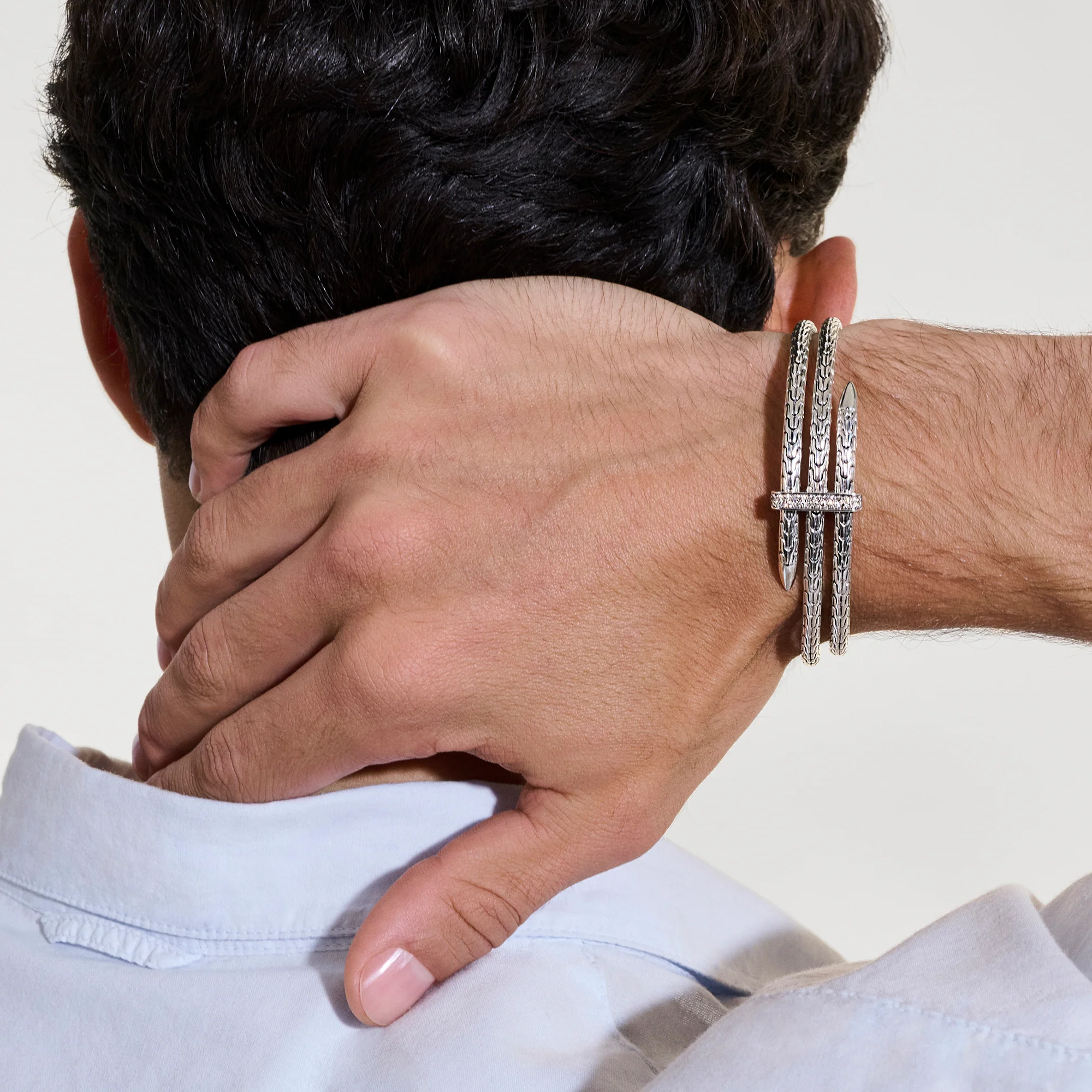 Spear Triple Flex Cuff, Sterling Silver, Diamonds, 4MM|CBP988392DI - Image 7