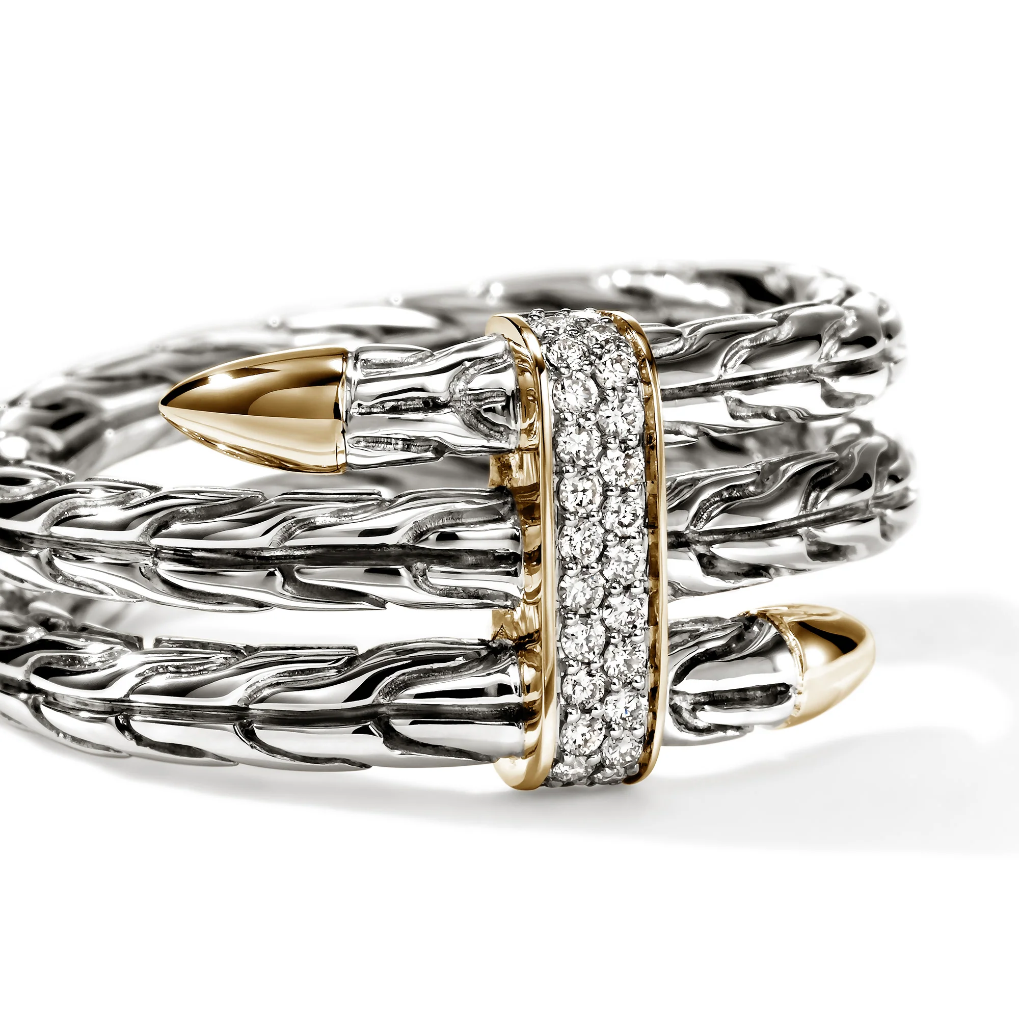 Spear Triple Tier Ring, Gold, Sterling Silver, Diamonds|RZZP986812DI - Image 2