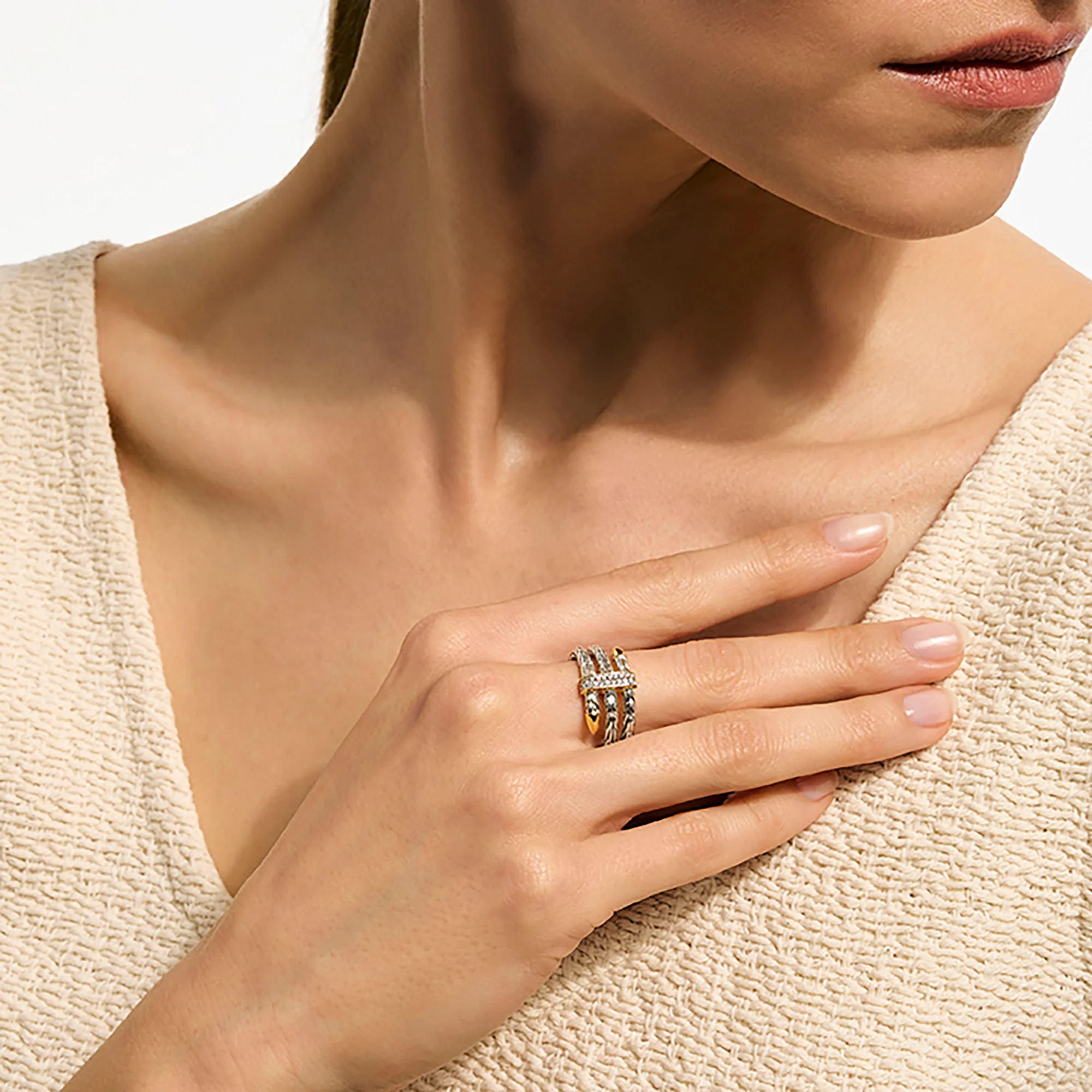Spear Triple Tier Ring, Gold, Sterling Silver, Diamonds|RZZP986812DI - Image 5