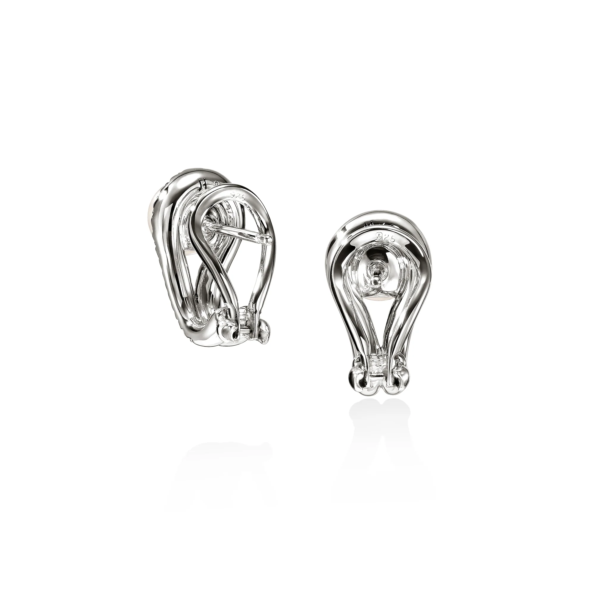 Surf Earrings, Sterling Silver, Diamonds, Pearl|EBP895042DI - Image 3