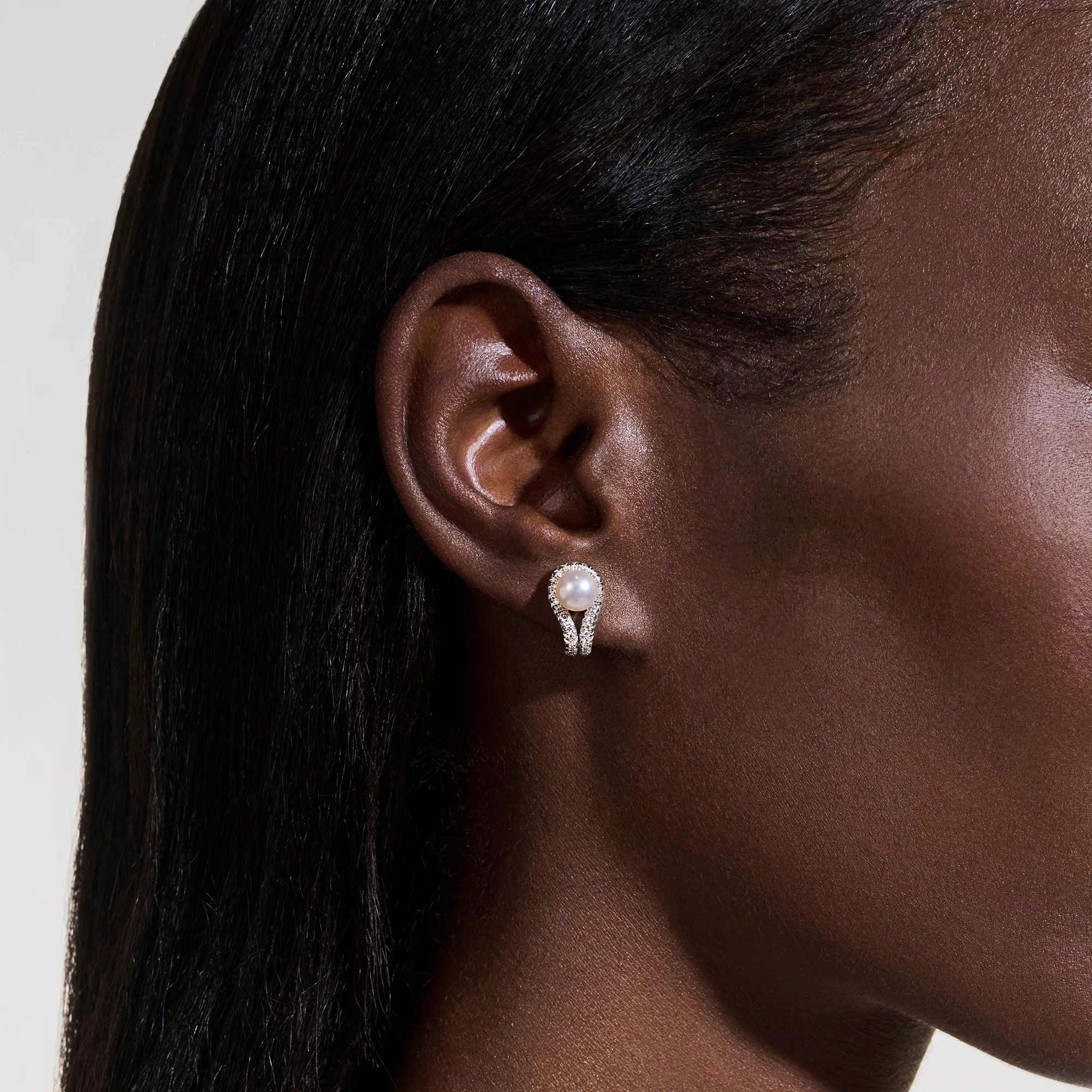 Surf Earrings, Sterling Silver, Diamonds, Pearl|EBP895042DI - Image 4