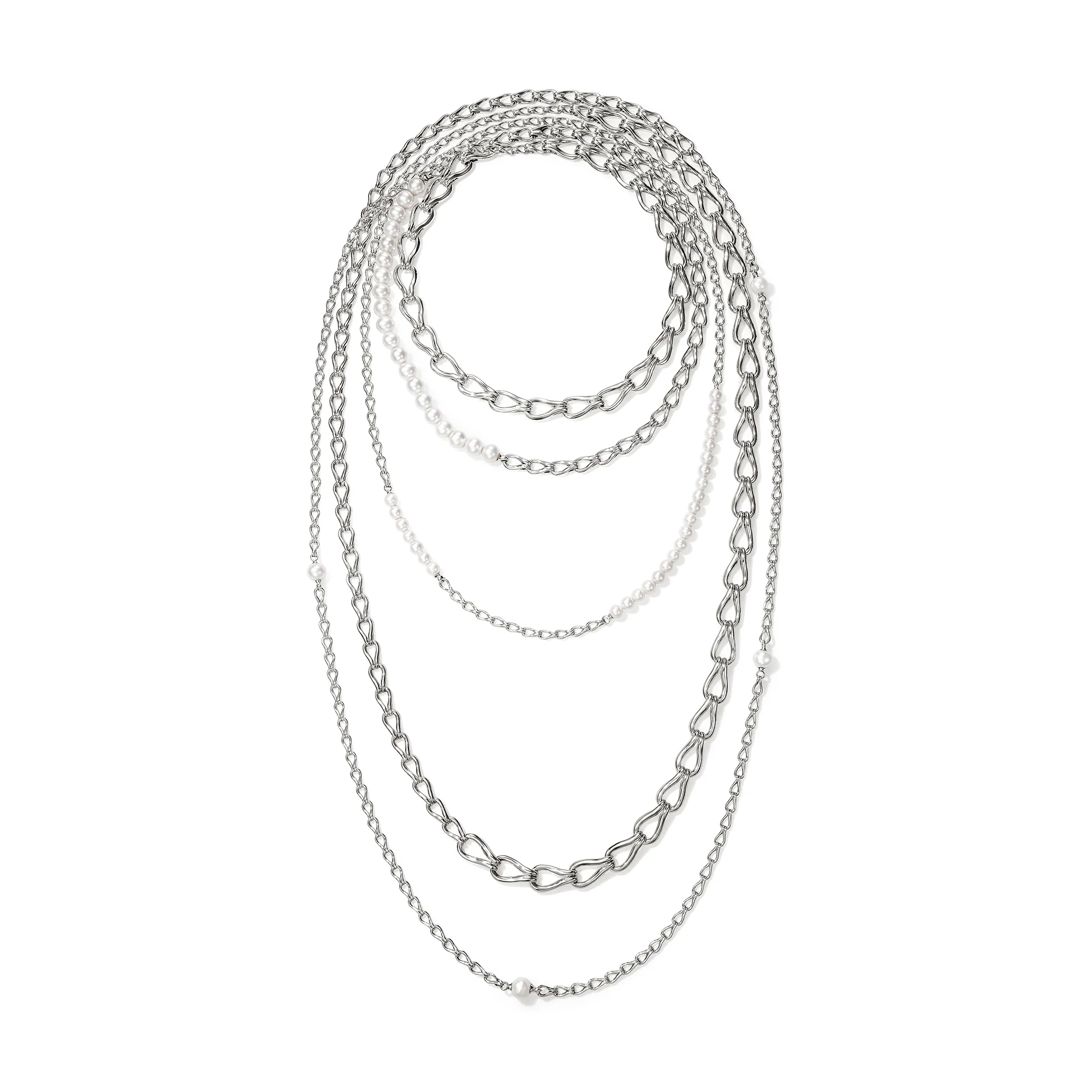 Surf Multi-Layer Necklace, Sterling Silver, Pearls|NB895101 - Image 3