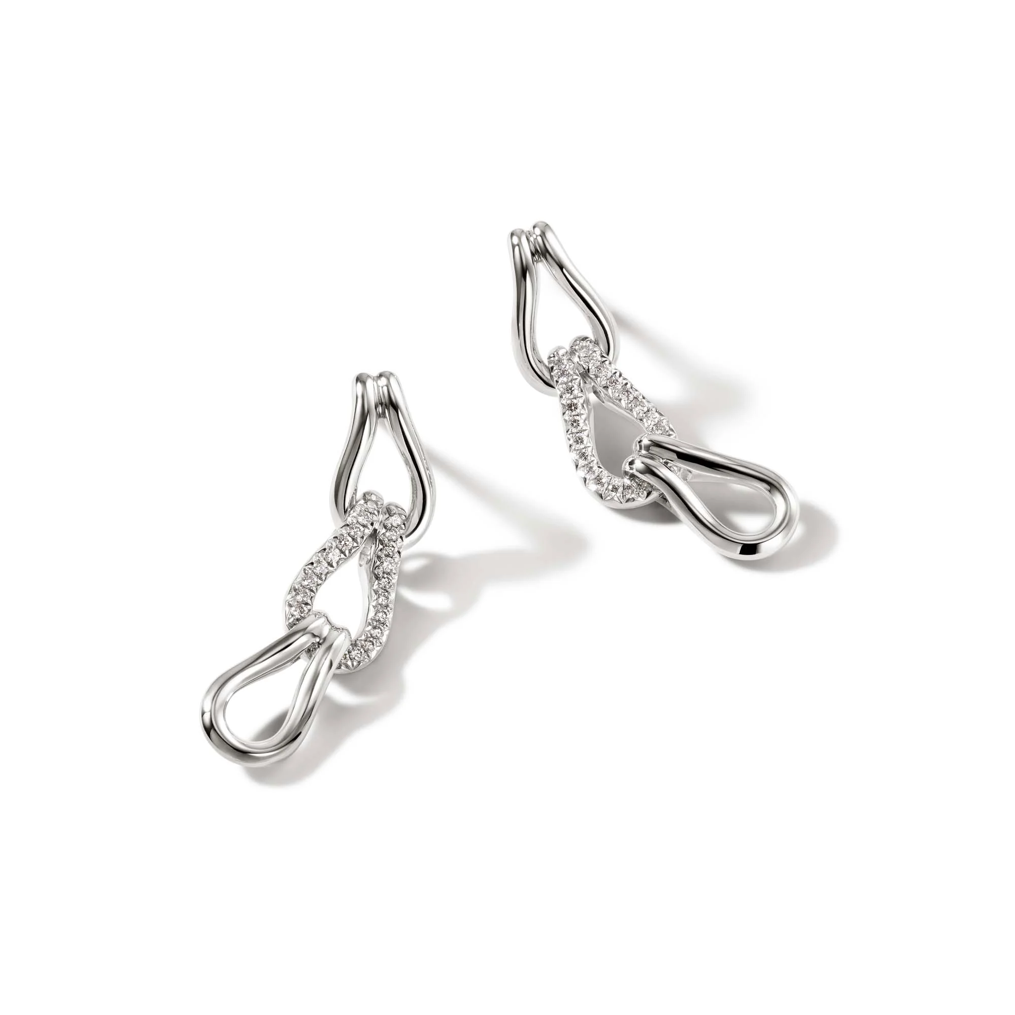 Surf Link Earrings, Sterling Silver, Diamonds|EBP9011792DI - Image 3
